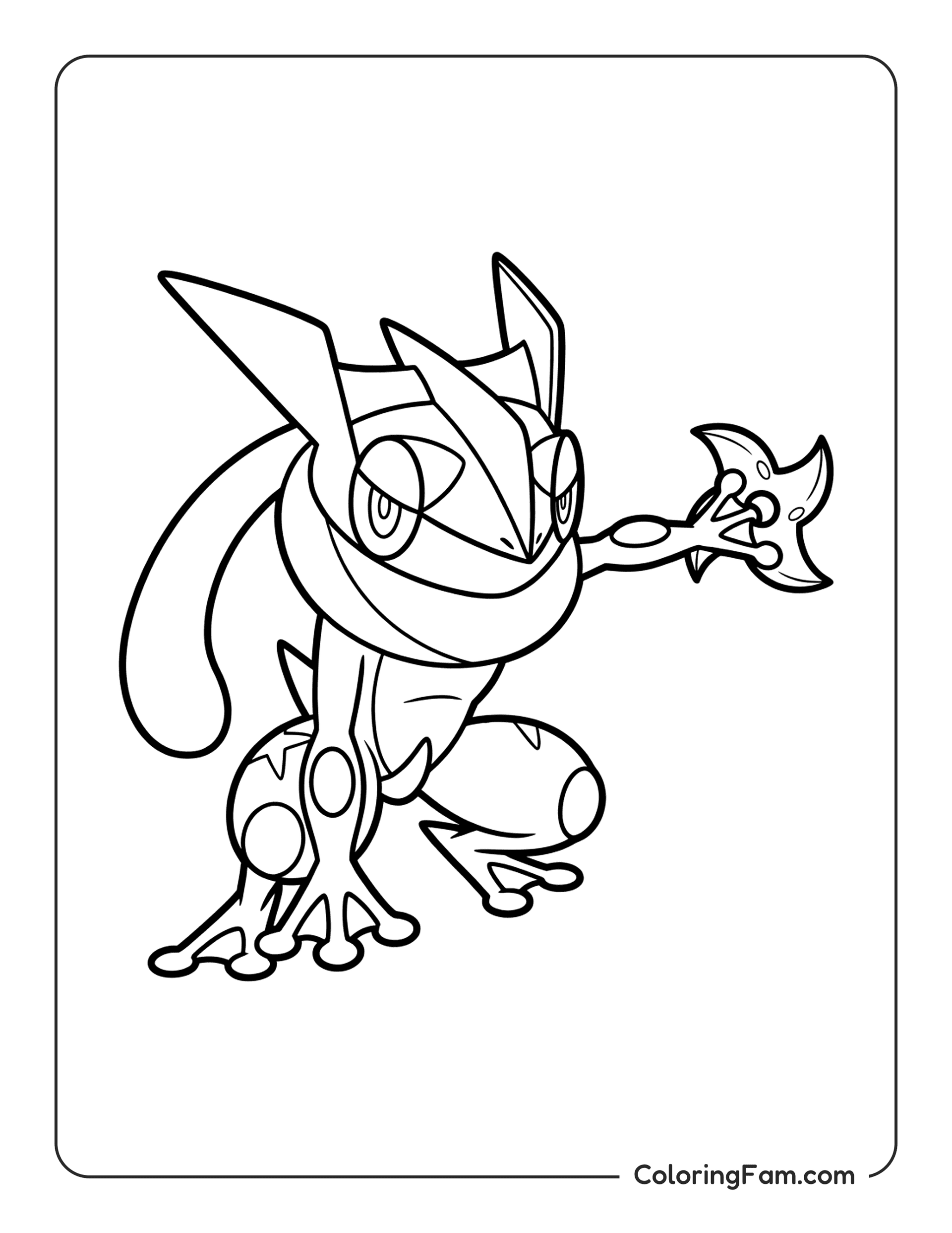Greninja In A Dynamic Ninja Pose coloring page