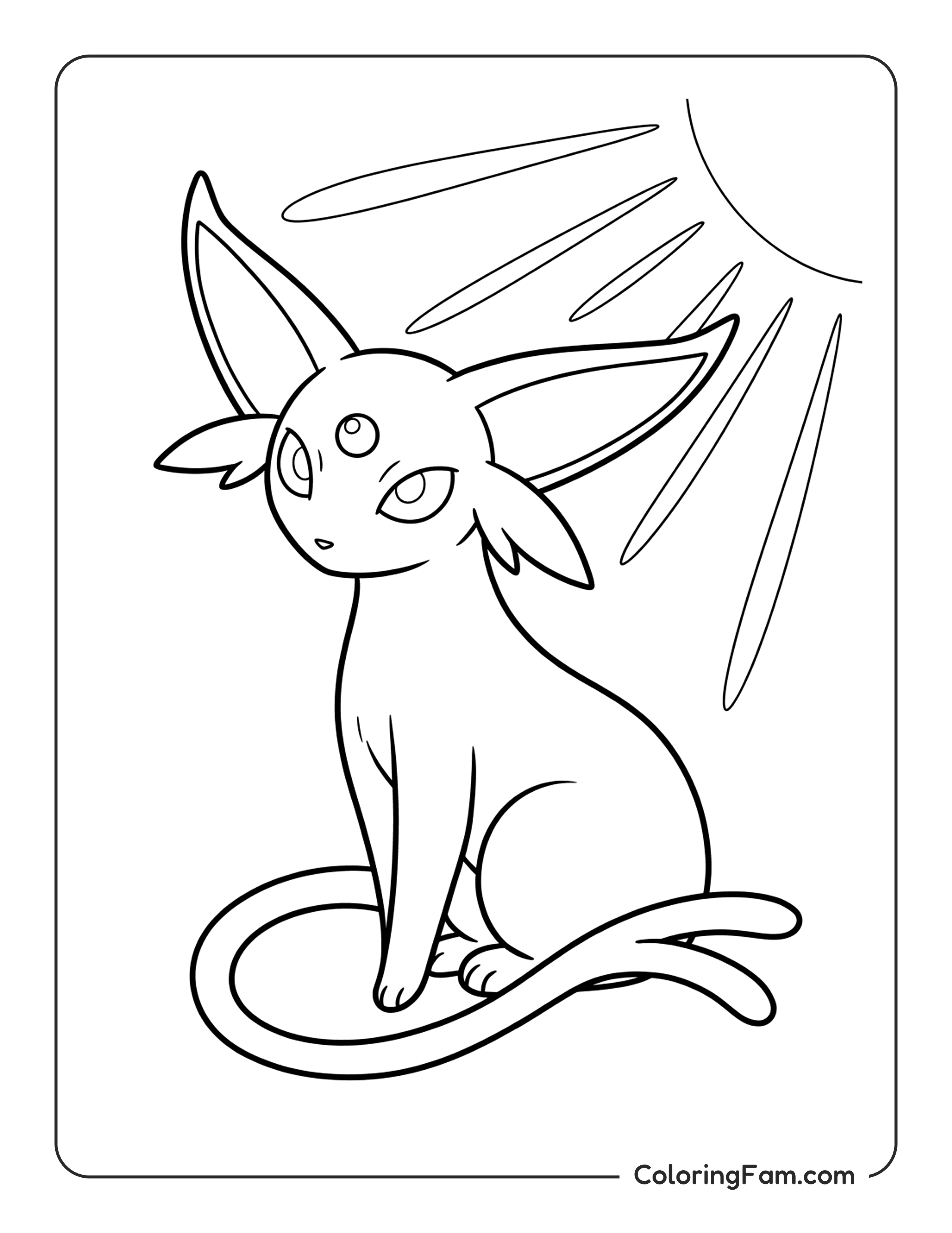 Espeon Sitting Elegantly In Sunlight coloring page