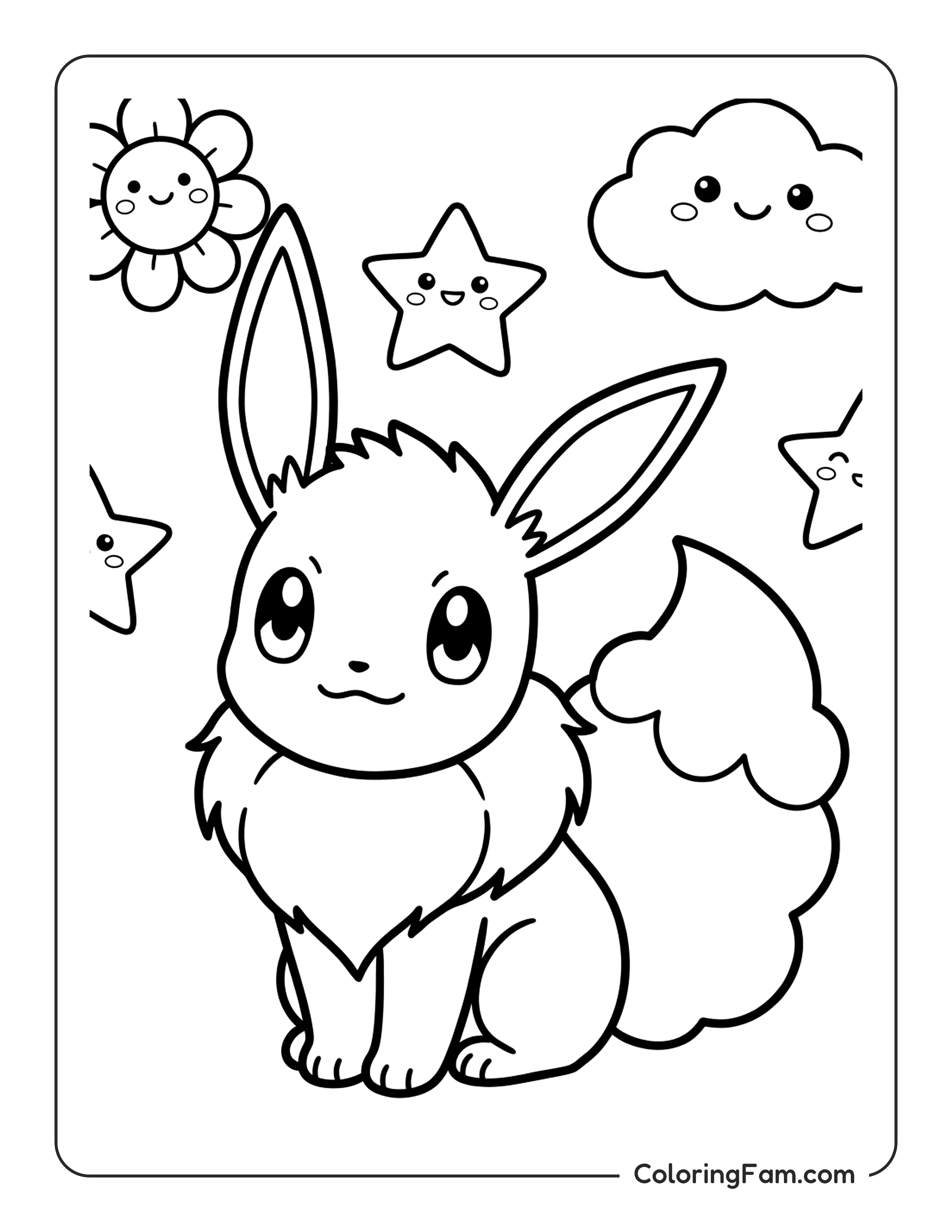 Eevee With Flower Star coloring page