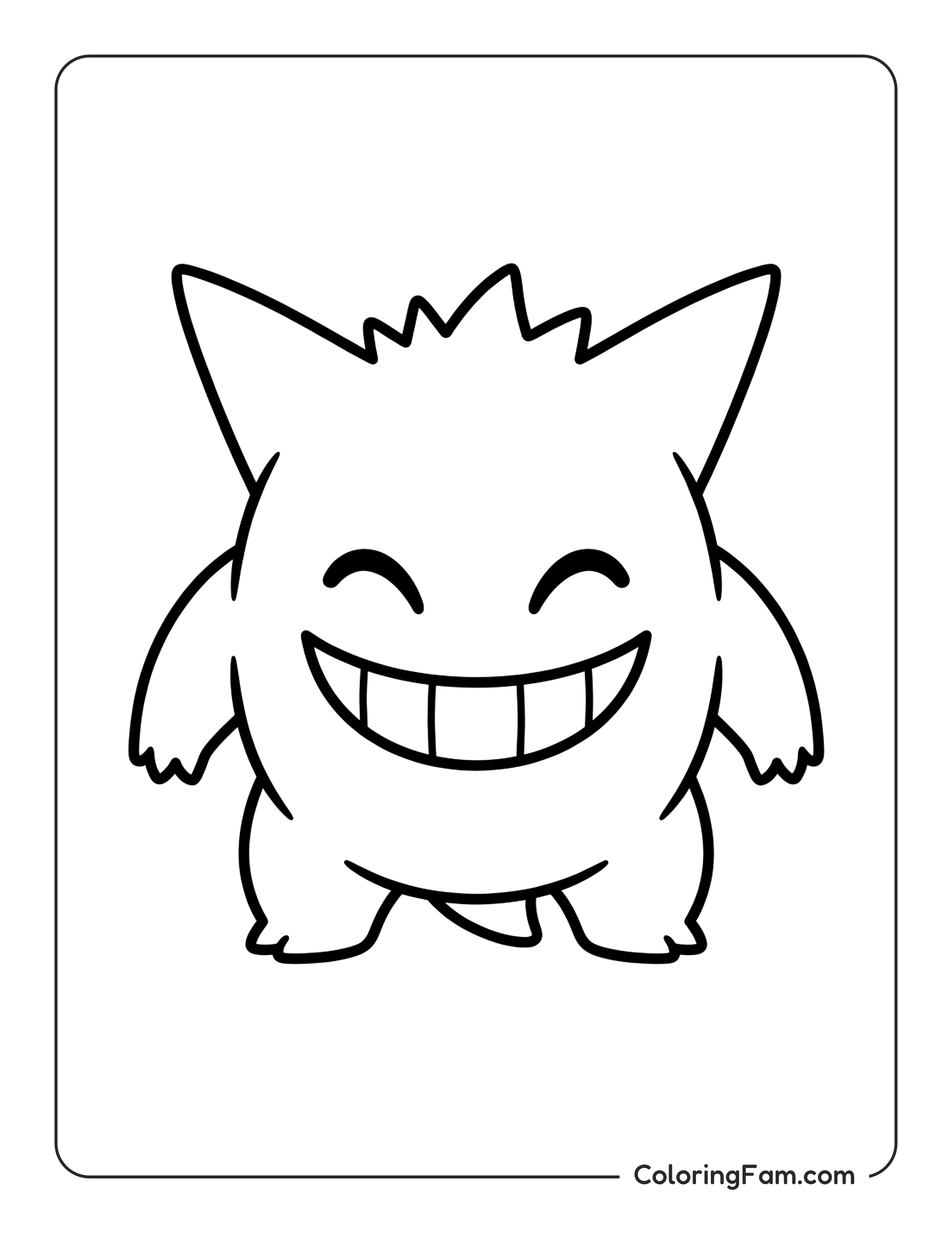 Gengar Smiling Face coloring page