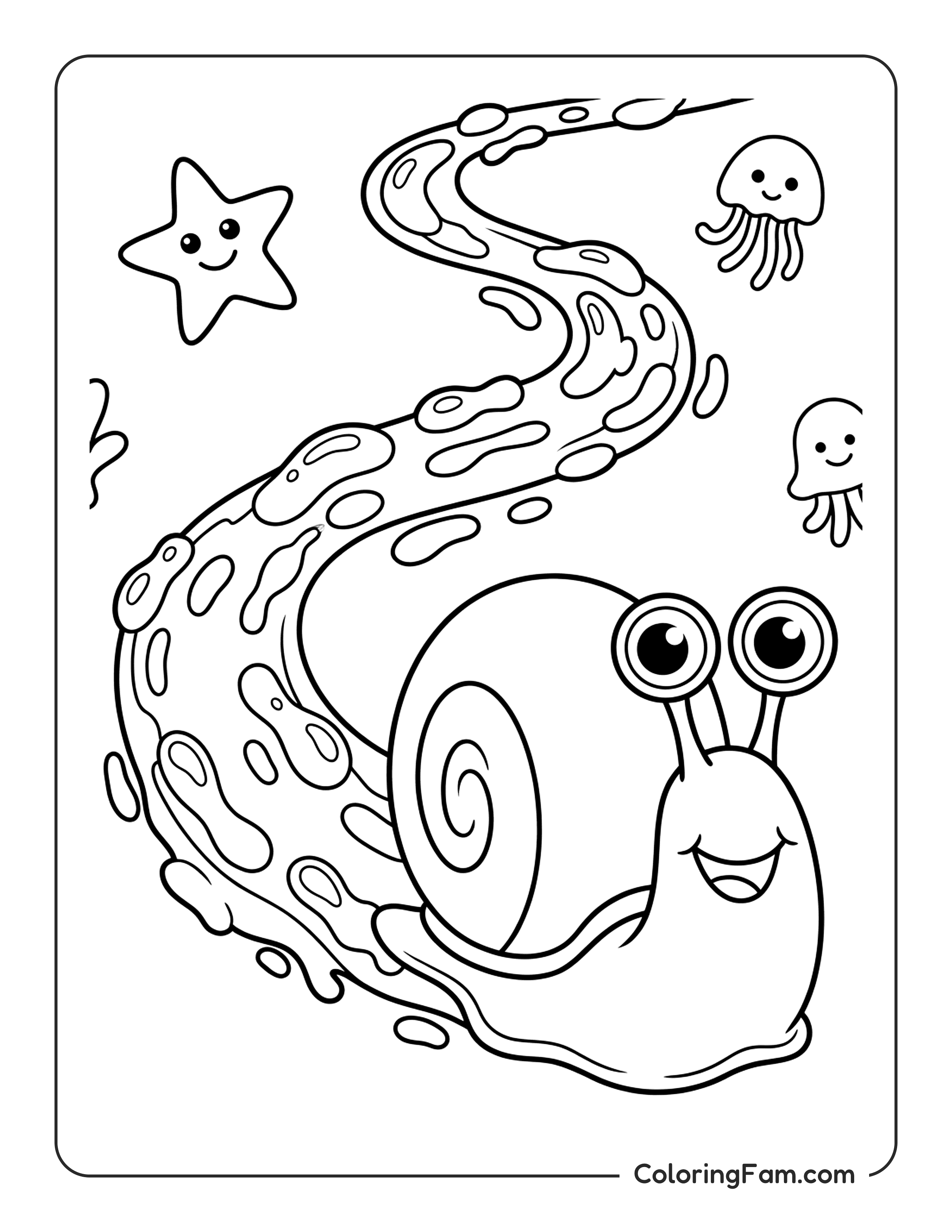 Gary The Snail Leaving A Trail Of Slime coloring page