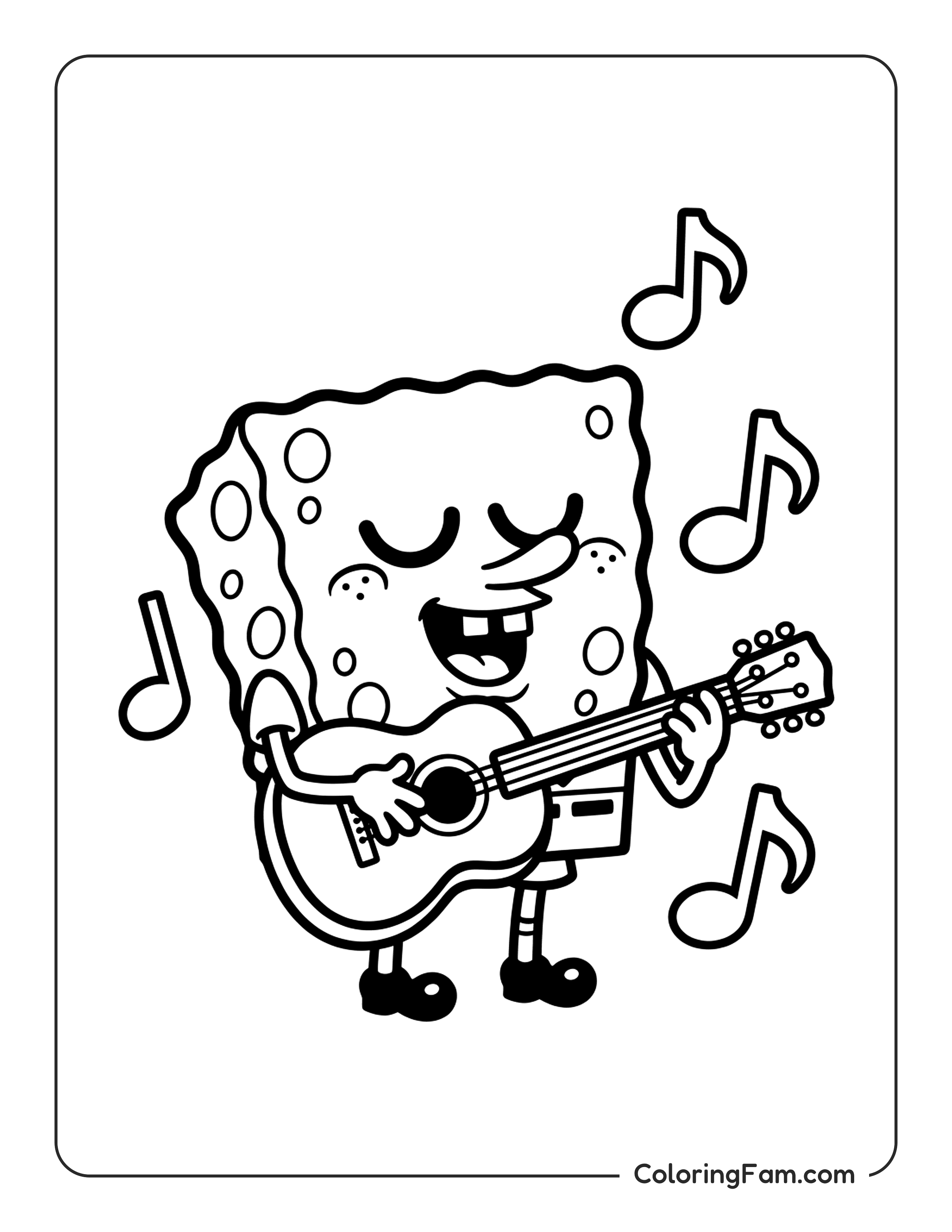 Spongebob Playing Guitar And Singing coloring page