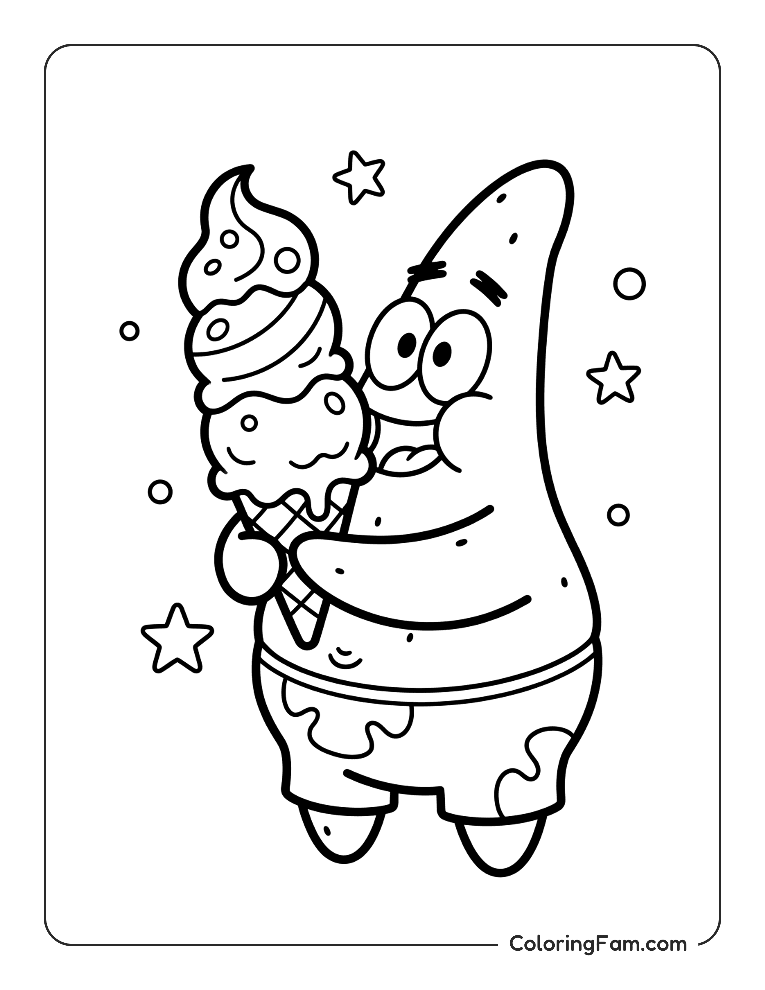 Patrick Eating A Giant Ice Cream Cone coloring page