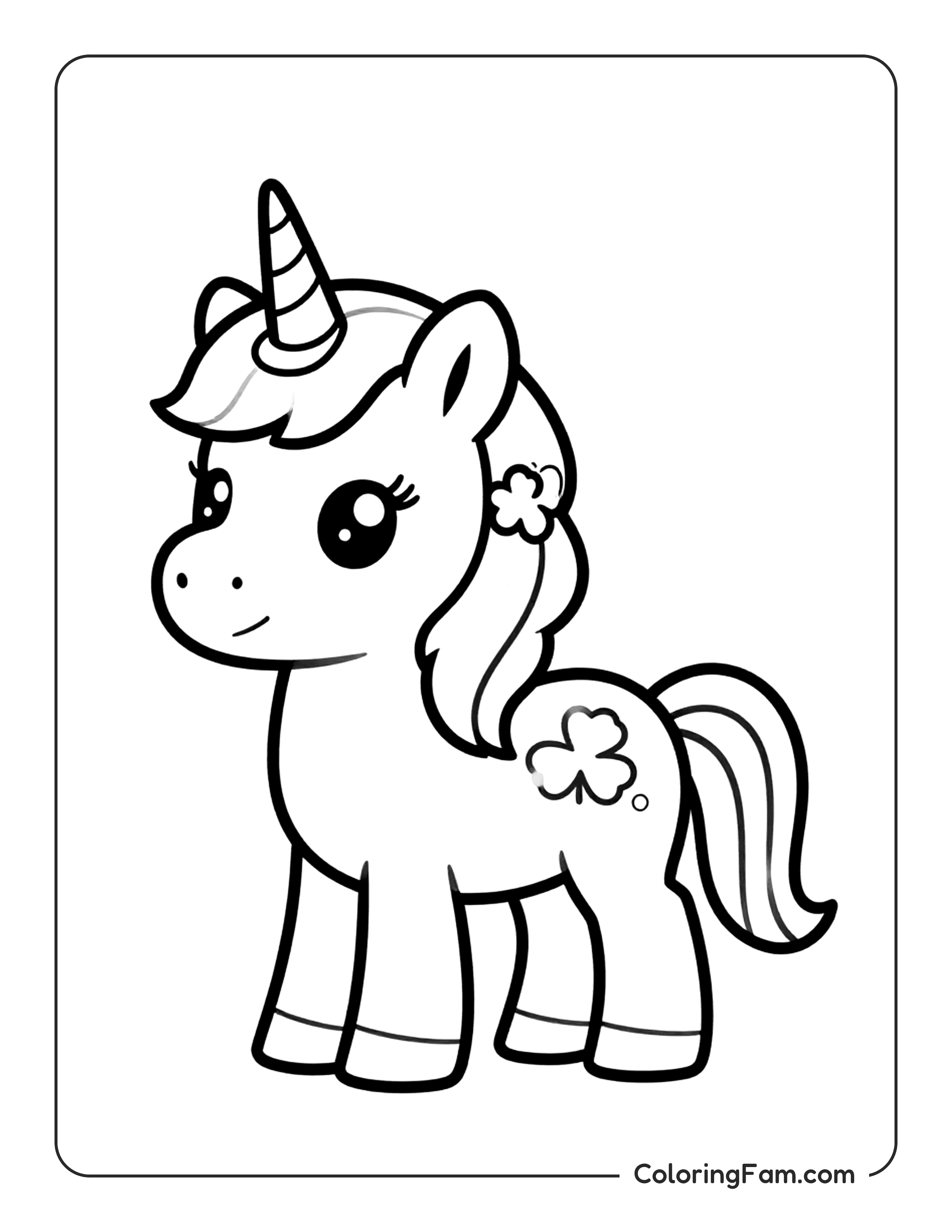 Unicorn With Shamrock Decorations coloring page