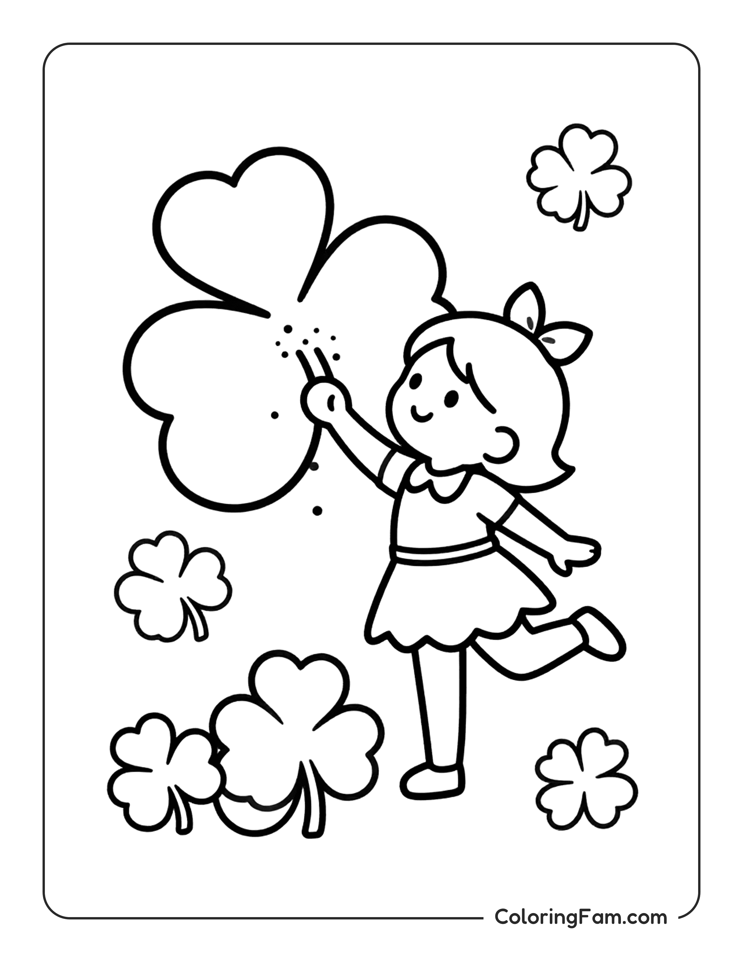 Fairy Sprinkling Shamrock Magic Dust coloring page