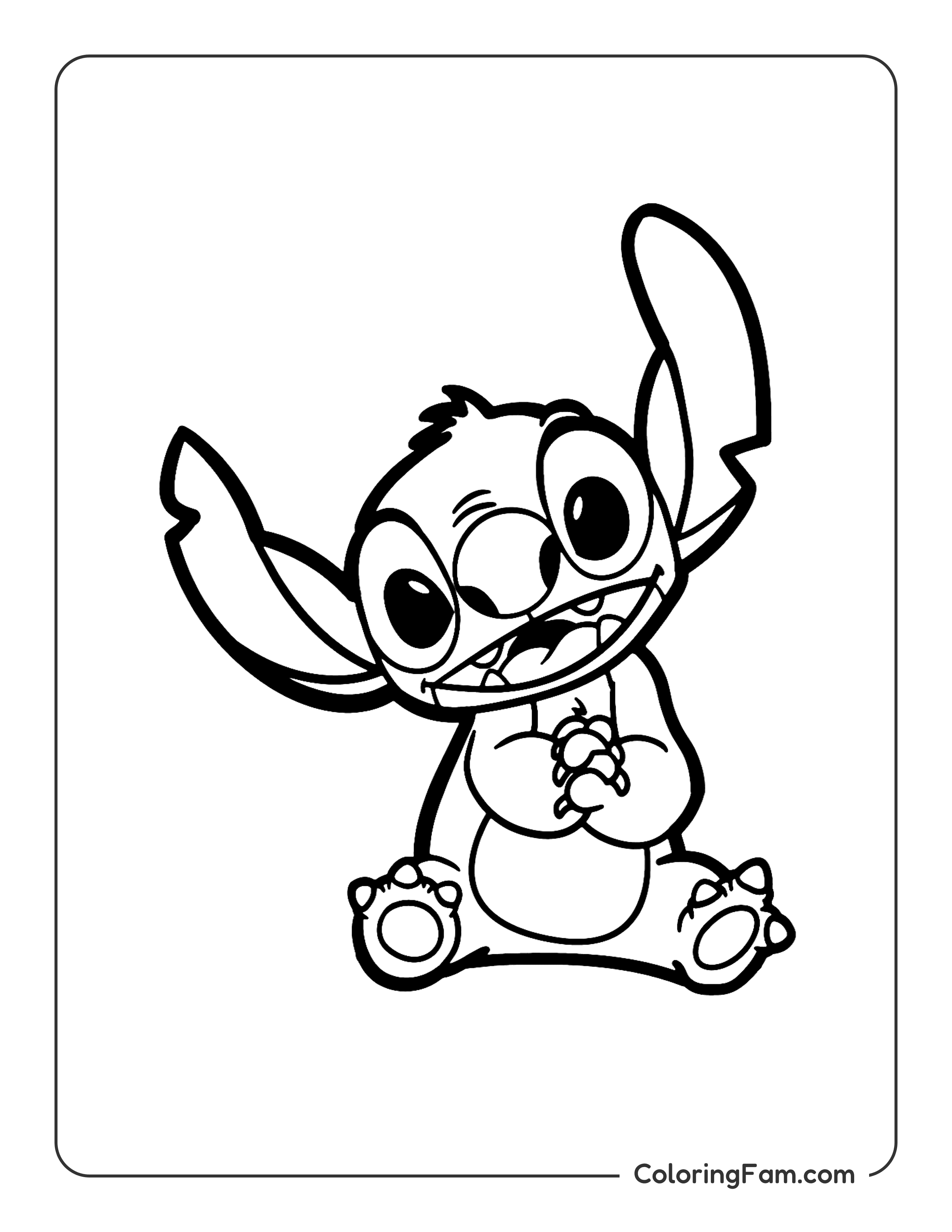 Stitch clasping hands coloring page printable