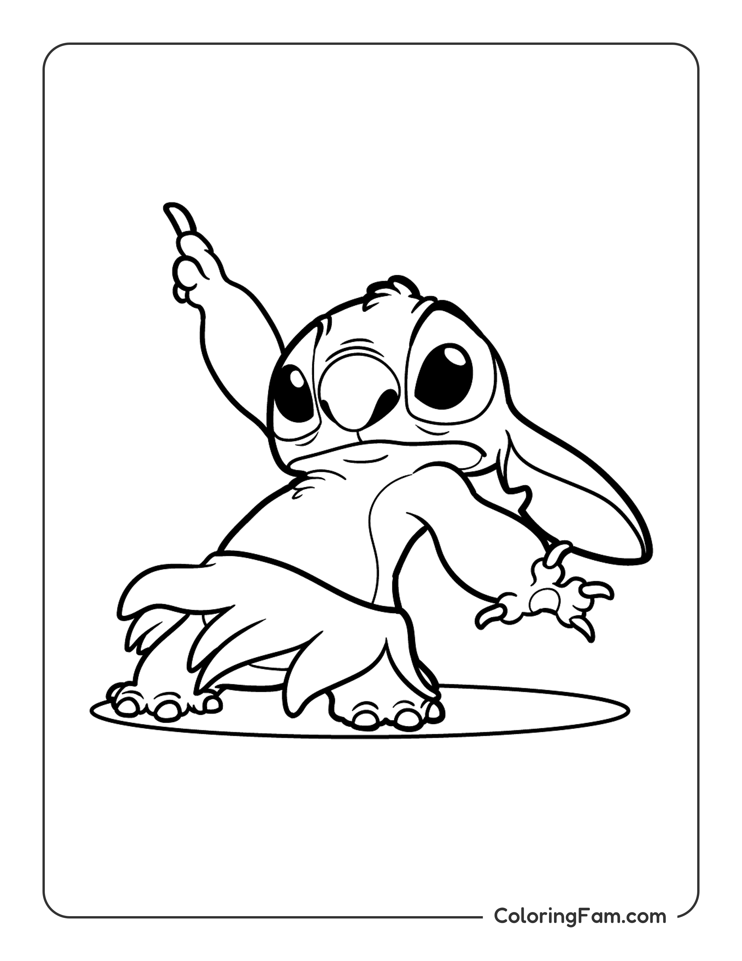 Stitch dancing the hula coloring page printable