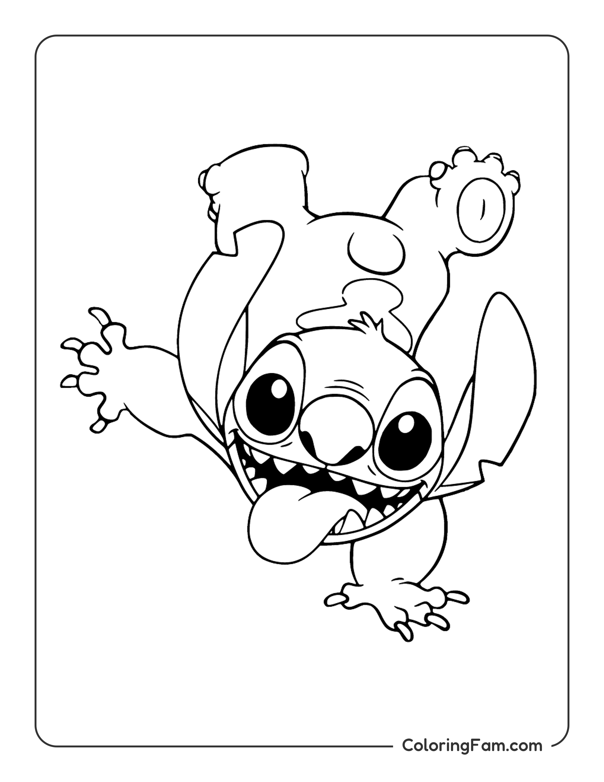 Stitch handstanding coloring page printable