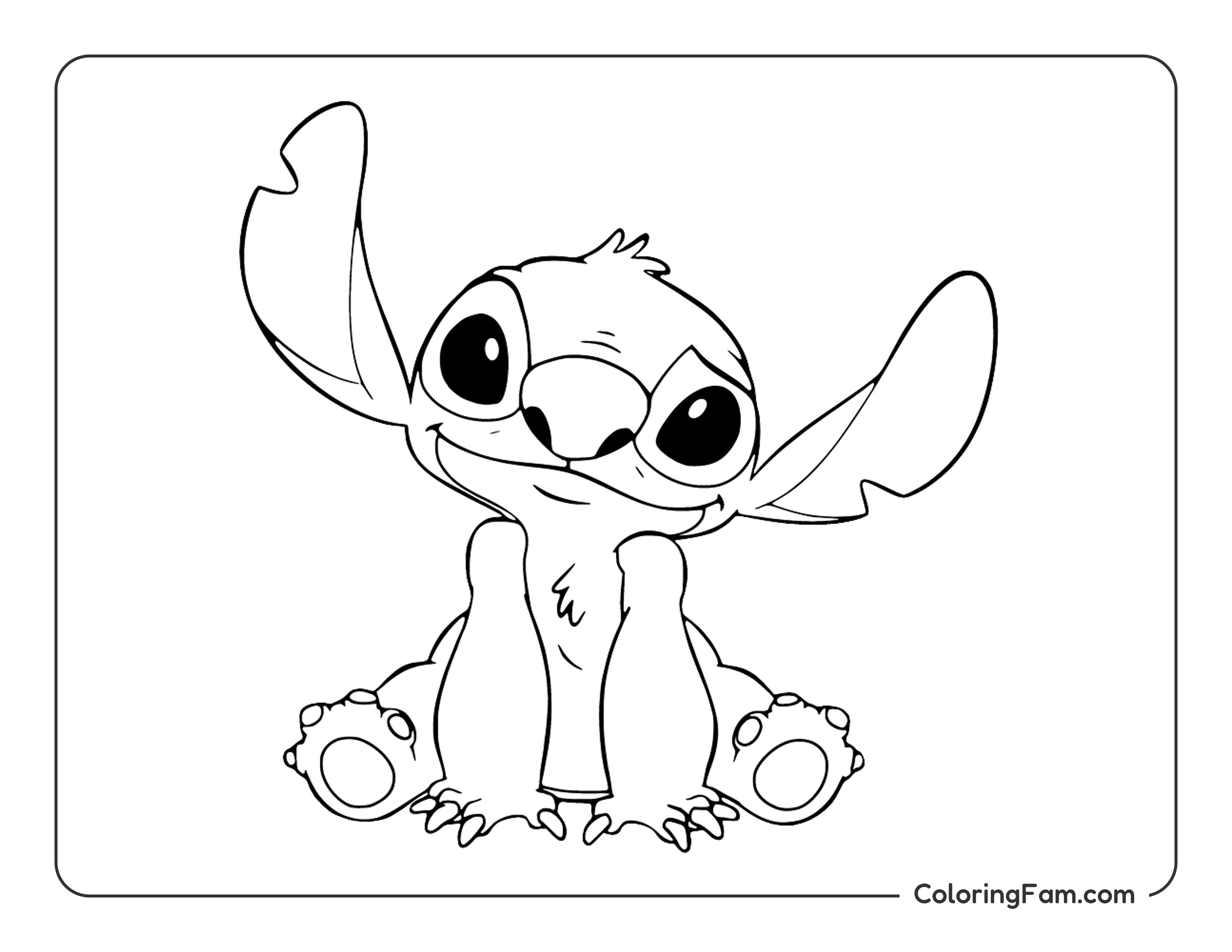 Stitch sitting nicely coloring page printable