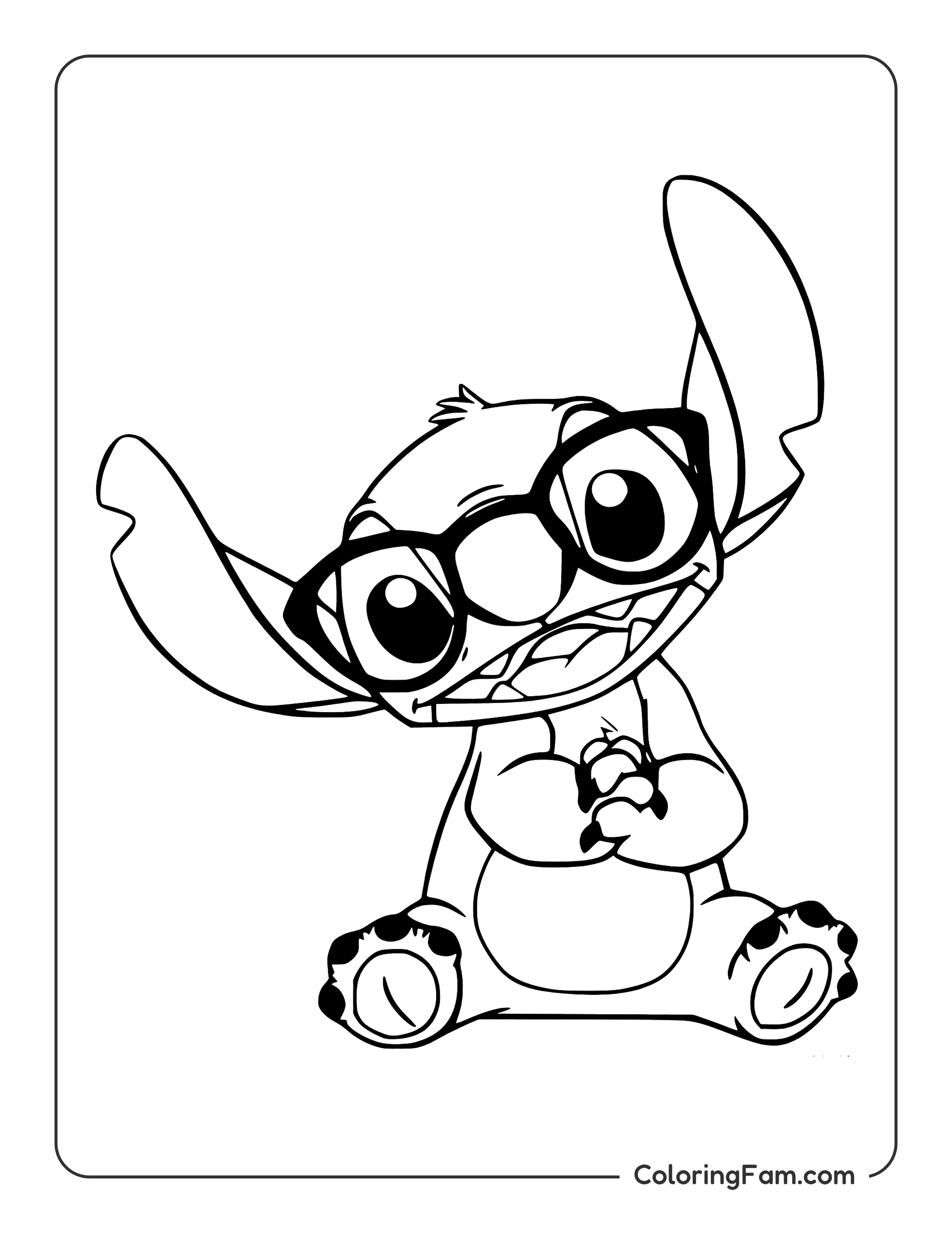 Stitch wearing glasses coloring page printable