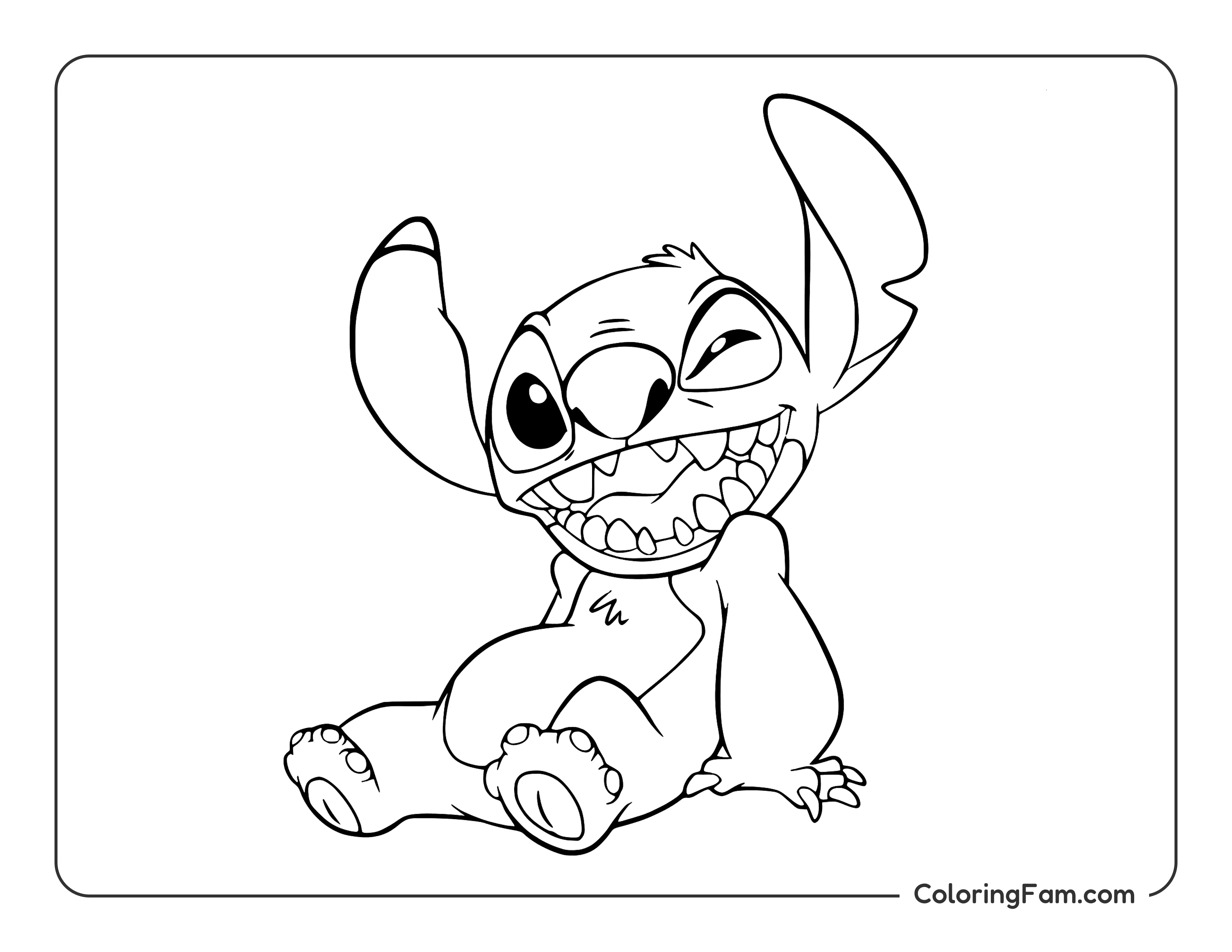 Stitch winking playfully coloring page printable