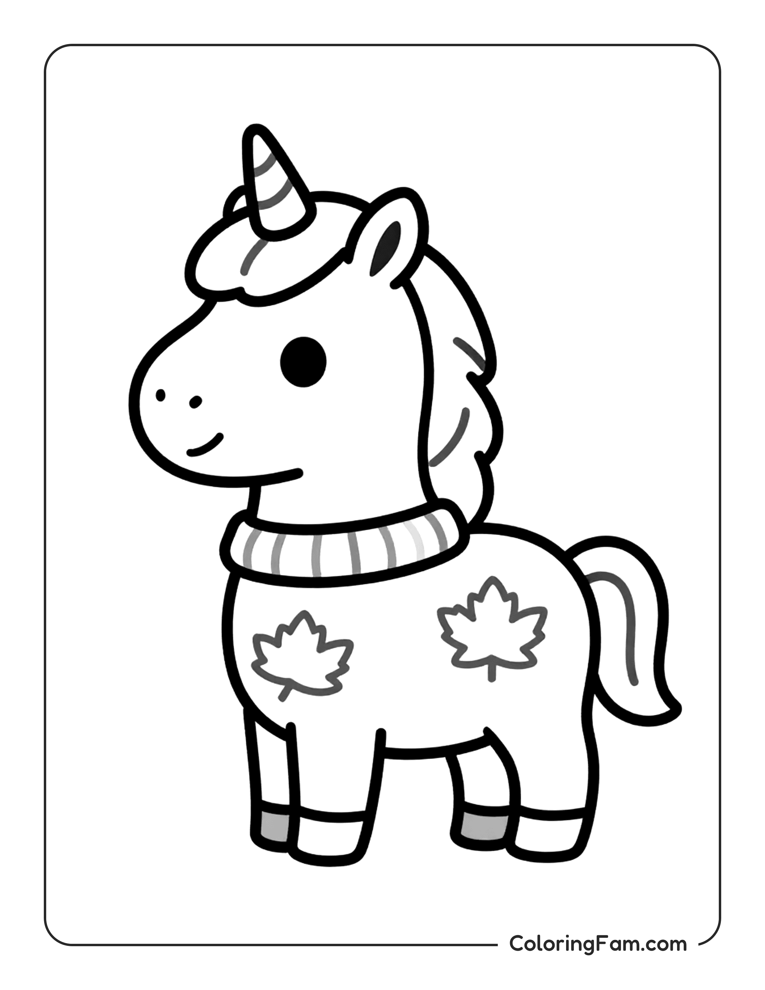 025 Unicorn Wearing A Cozy Sweater In Autumn