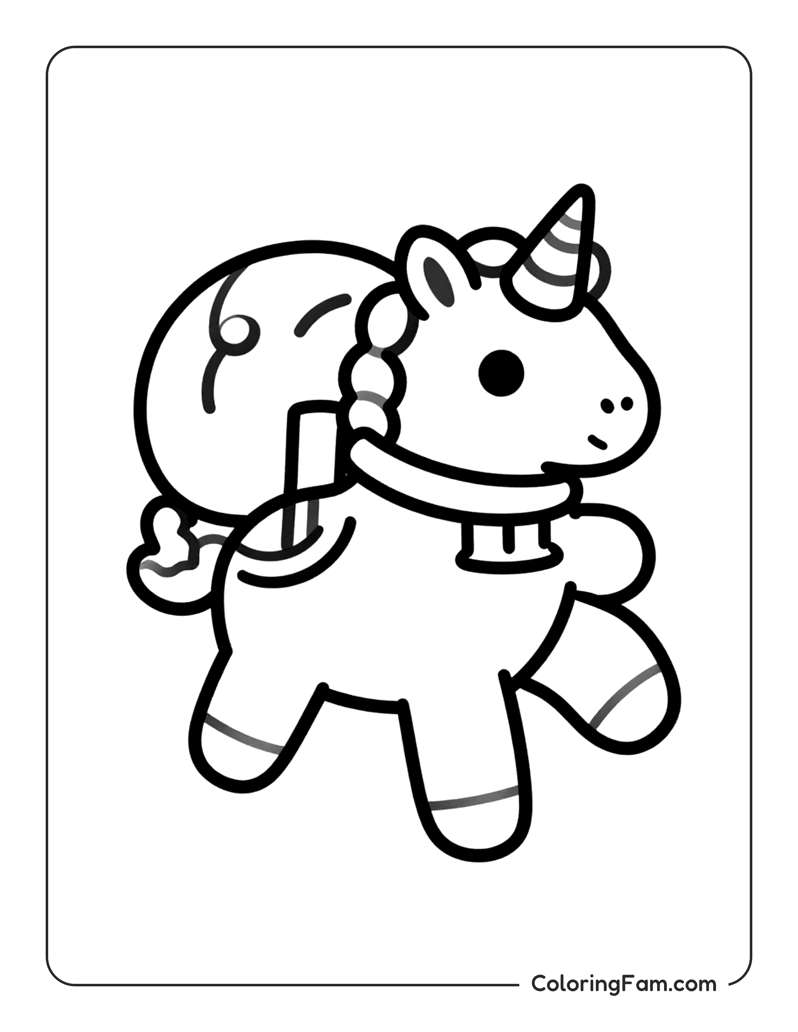Unicorn Carrying Sack Coloring Page Coloringfam
