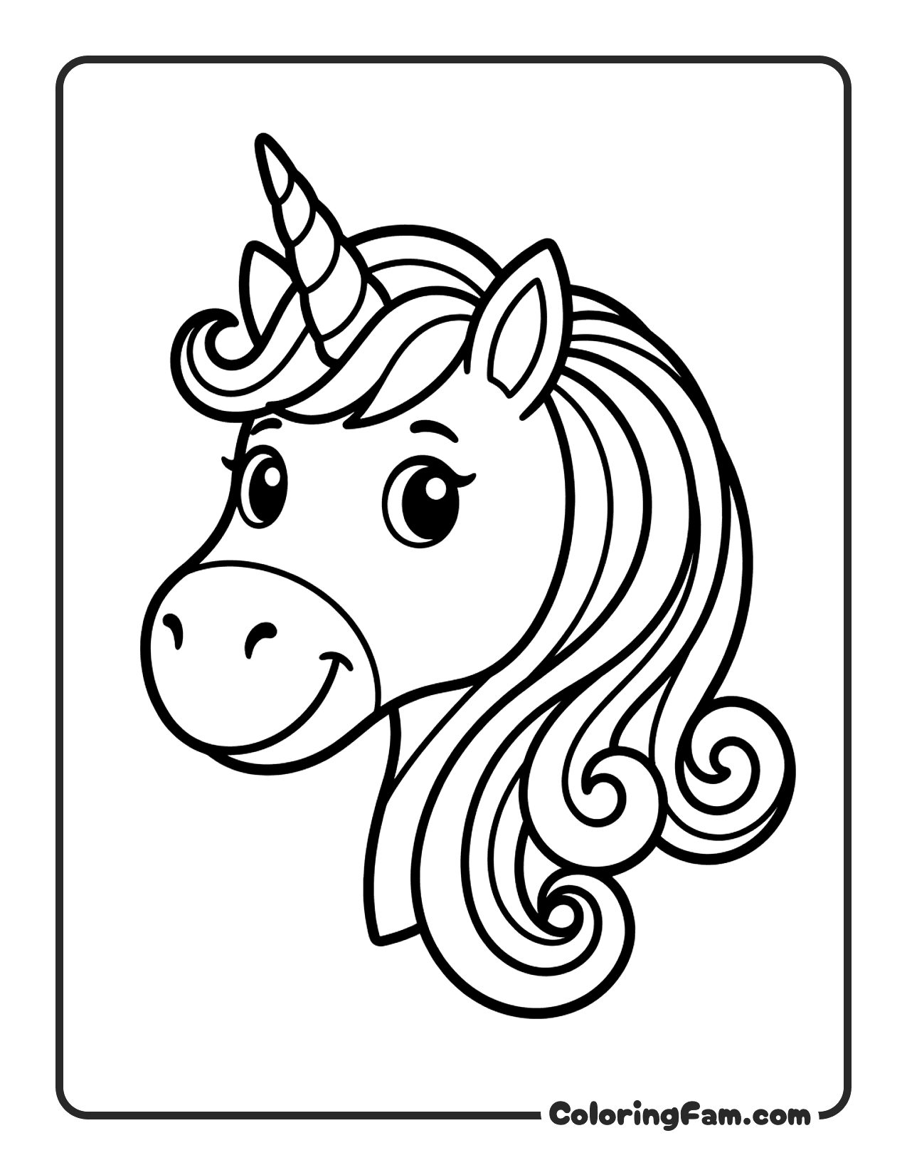 Unicorn Head With Mane coloring page