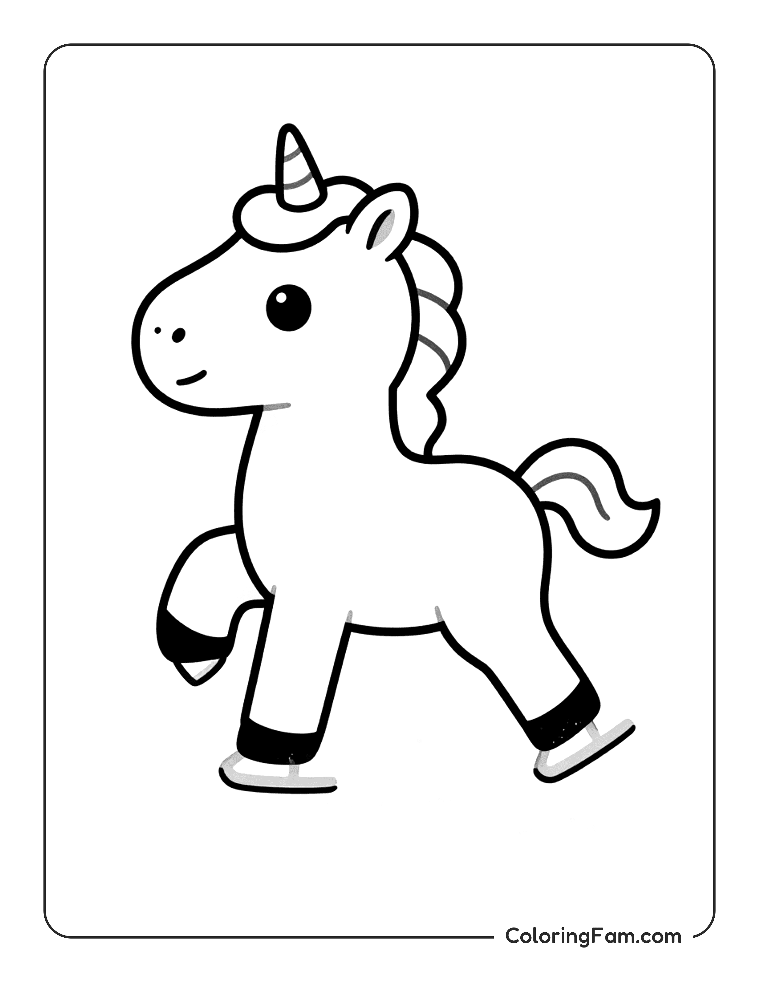Unicorn Ice Skating Coloring Page Coloringfam