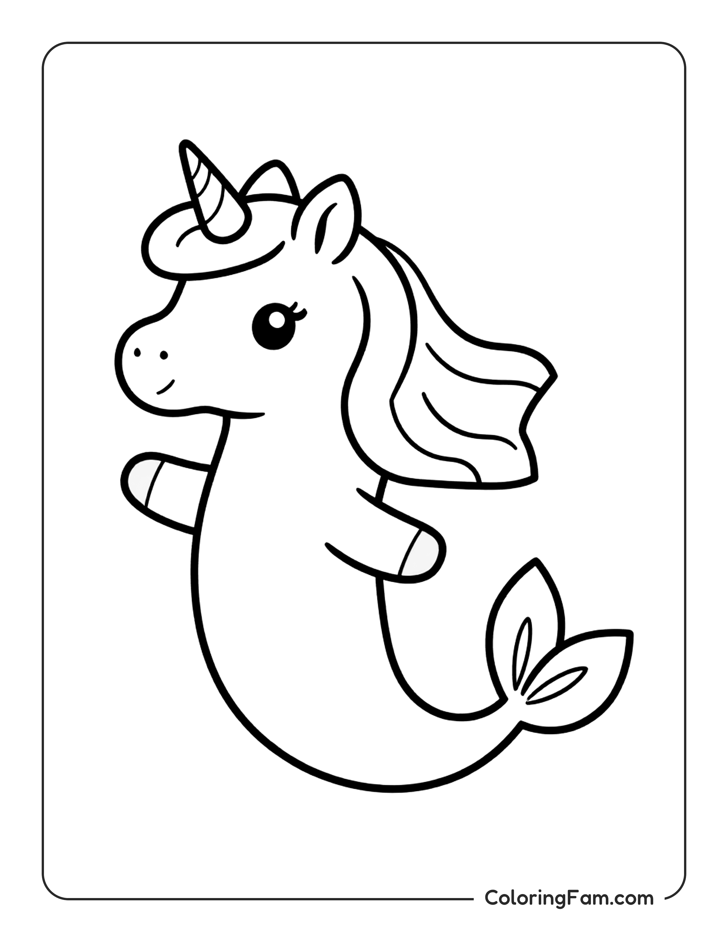 Unicorn With Fish Tail Coloring Page Coloringfam