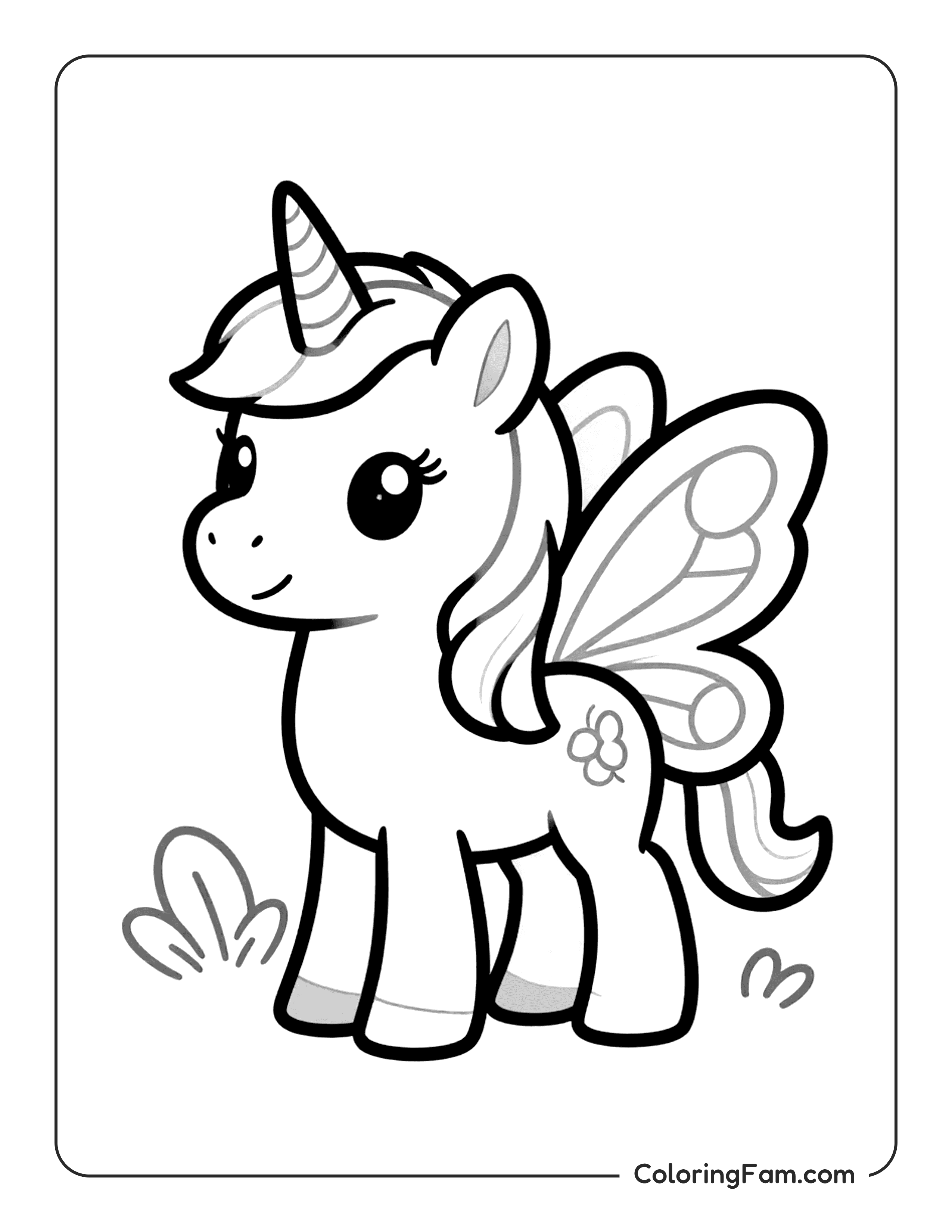 Unicorn With Wings Coloring Page Coloringfam