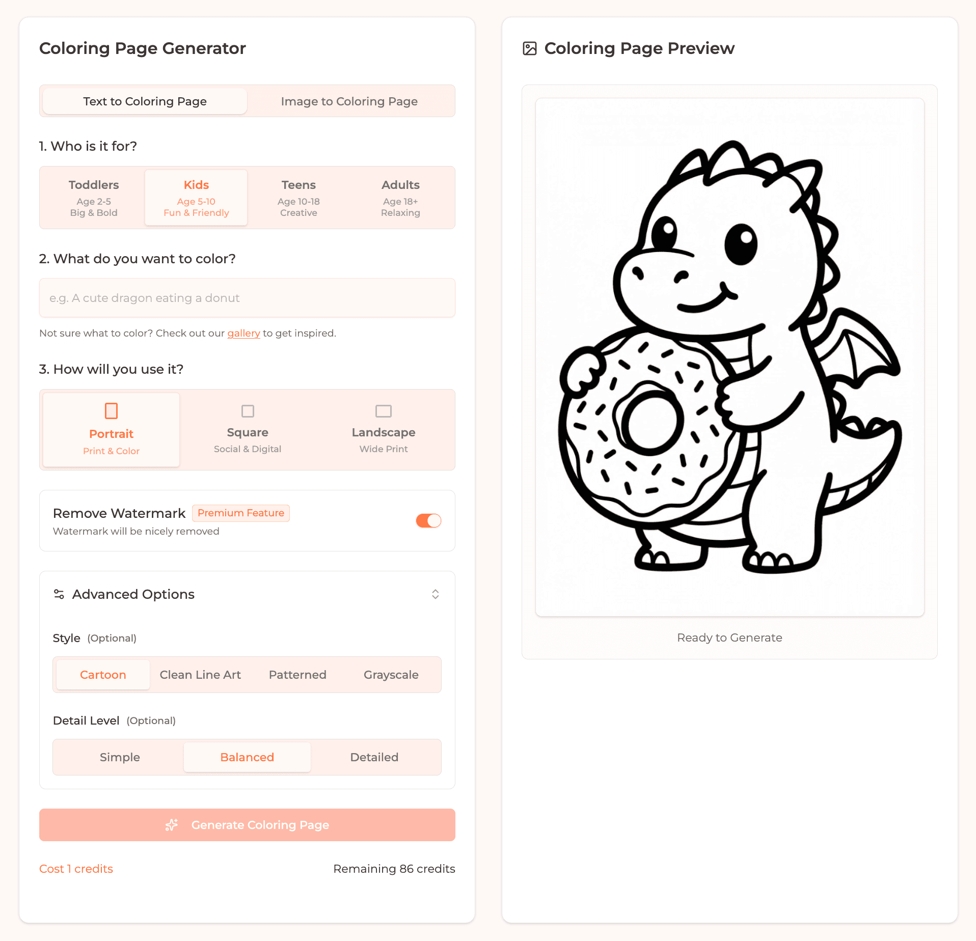 Customize coloring page style