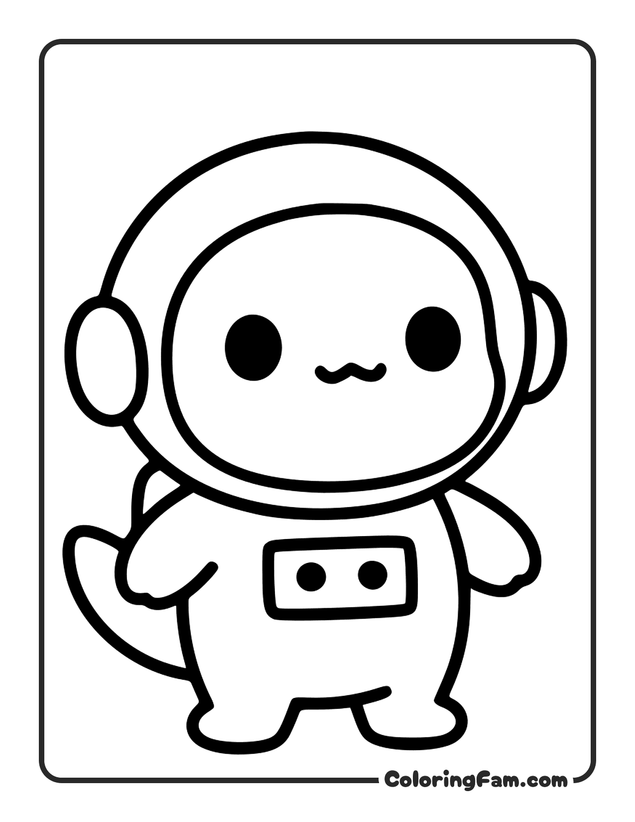 Axolotl Astronaut Standing Upright coloring page