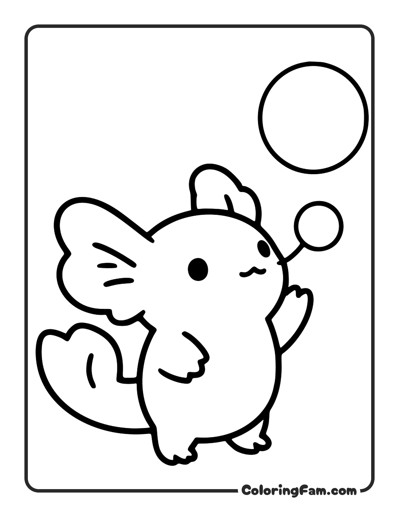 Axolotl Blowing Bubbles coloring page