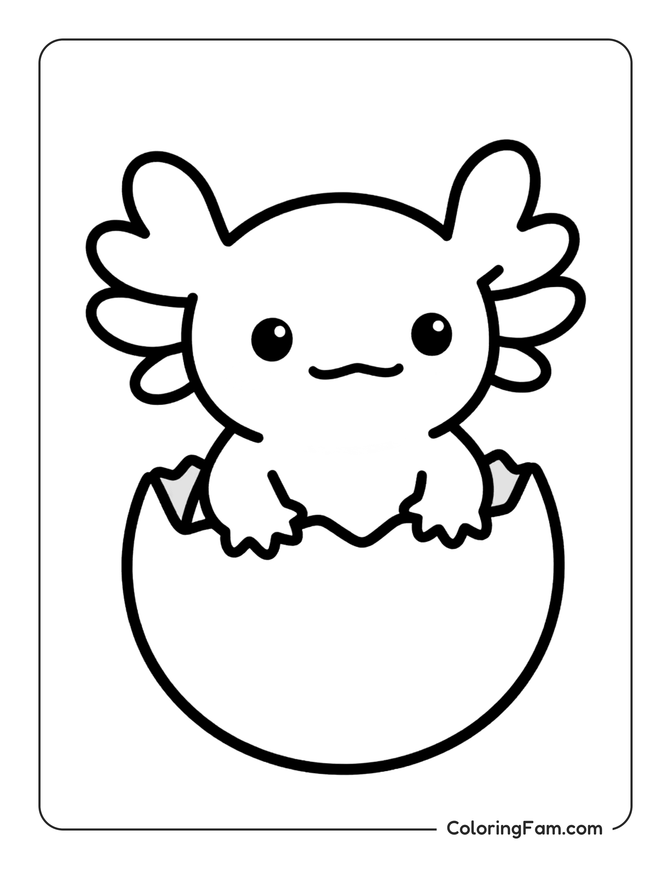 Axolotl Emerging From Egg coloring page
