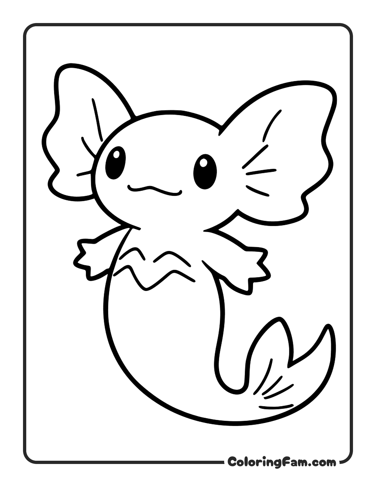 Axolotl Floating Underwater coloring page
