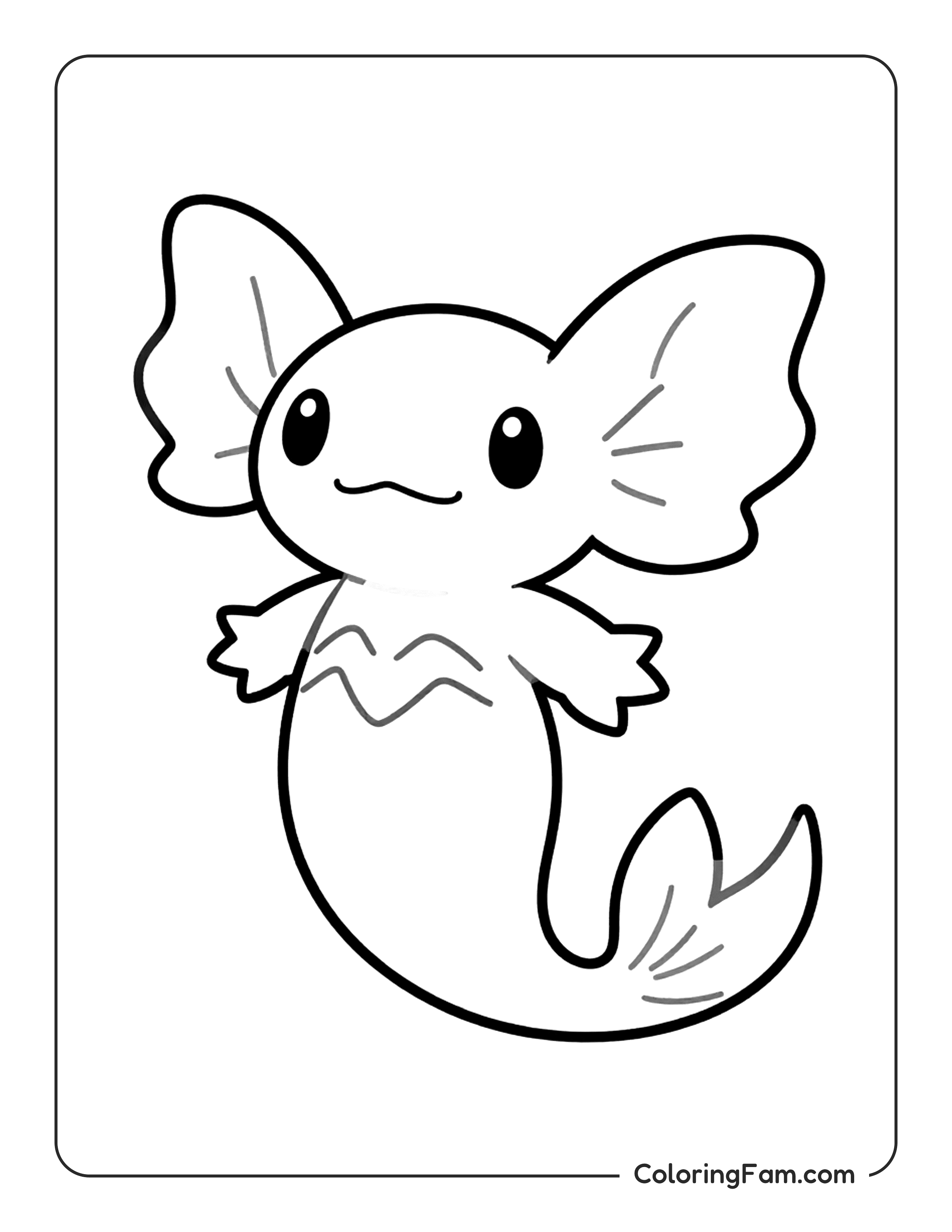 Axolotl Floating Underwater coloring page