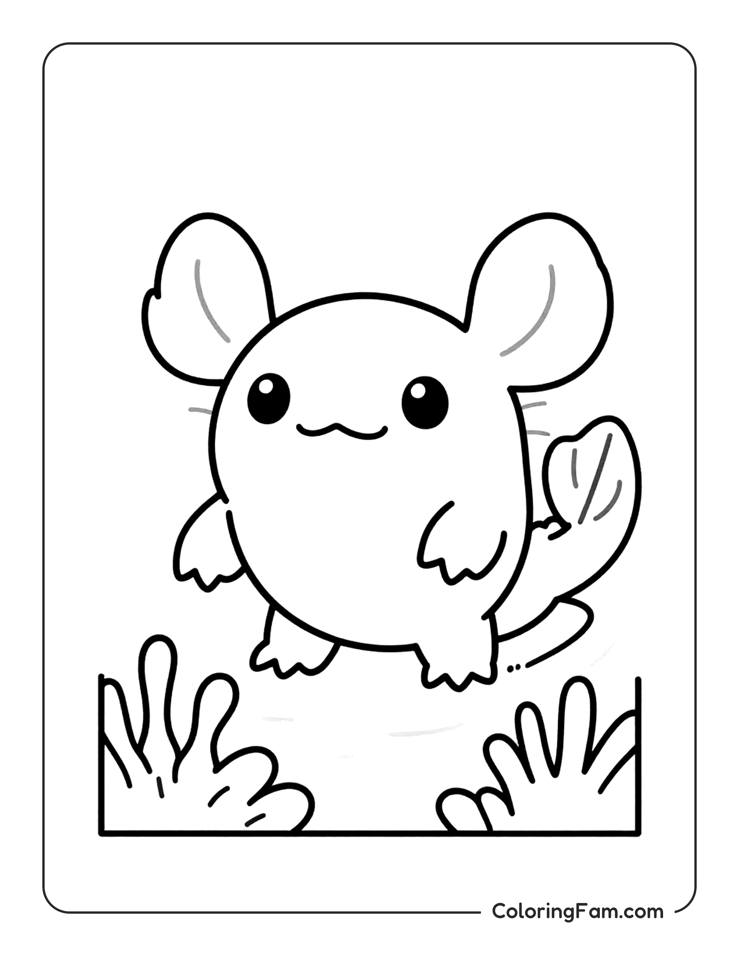 Axolotl Jumping In Grass coloring page