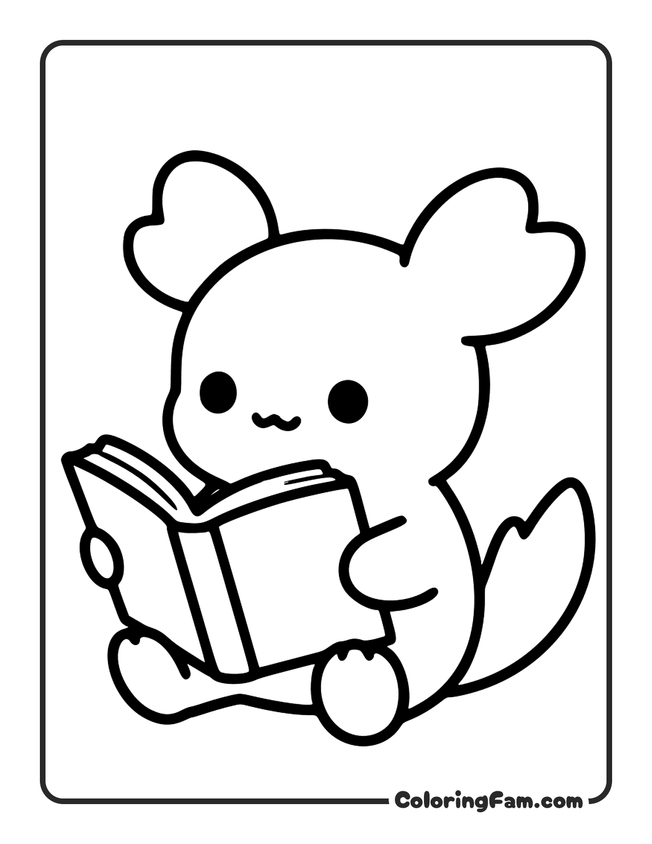 Axolotl Reading Book coloring page