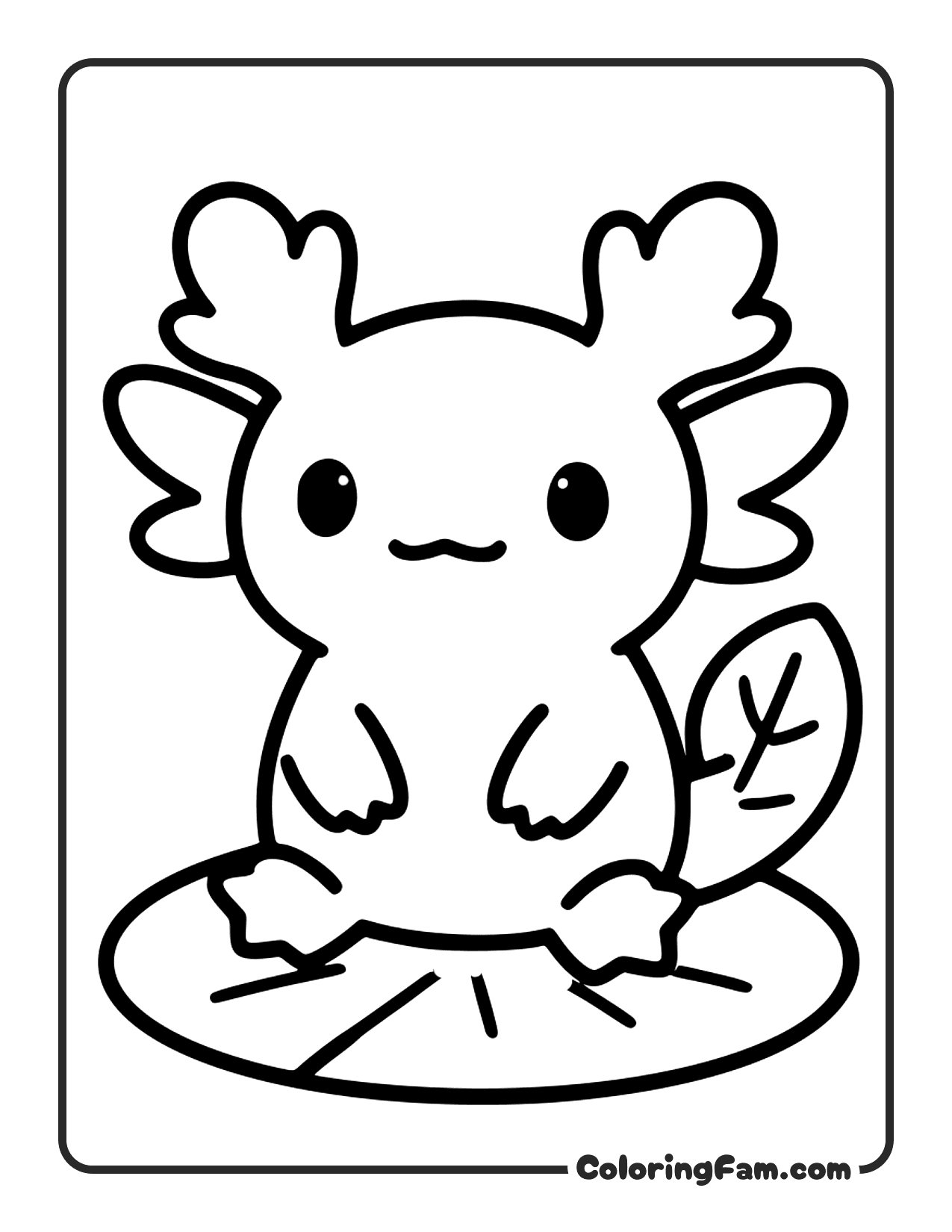 Axolotl Sitting On Lilypad coloring page