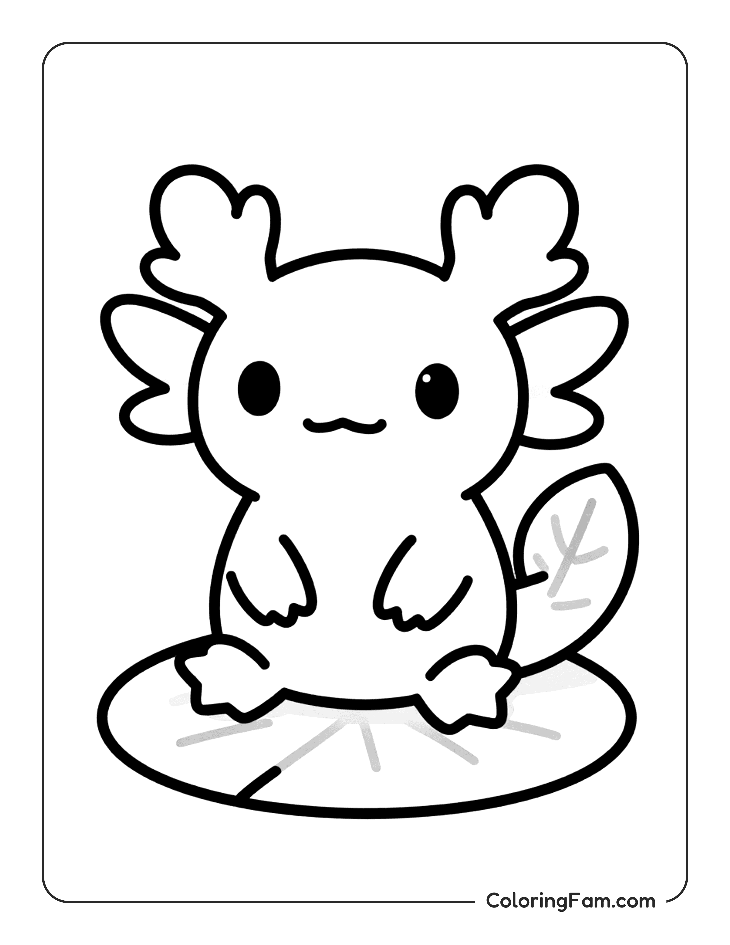 Axolotl Sitting On Lilypad coloring page