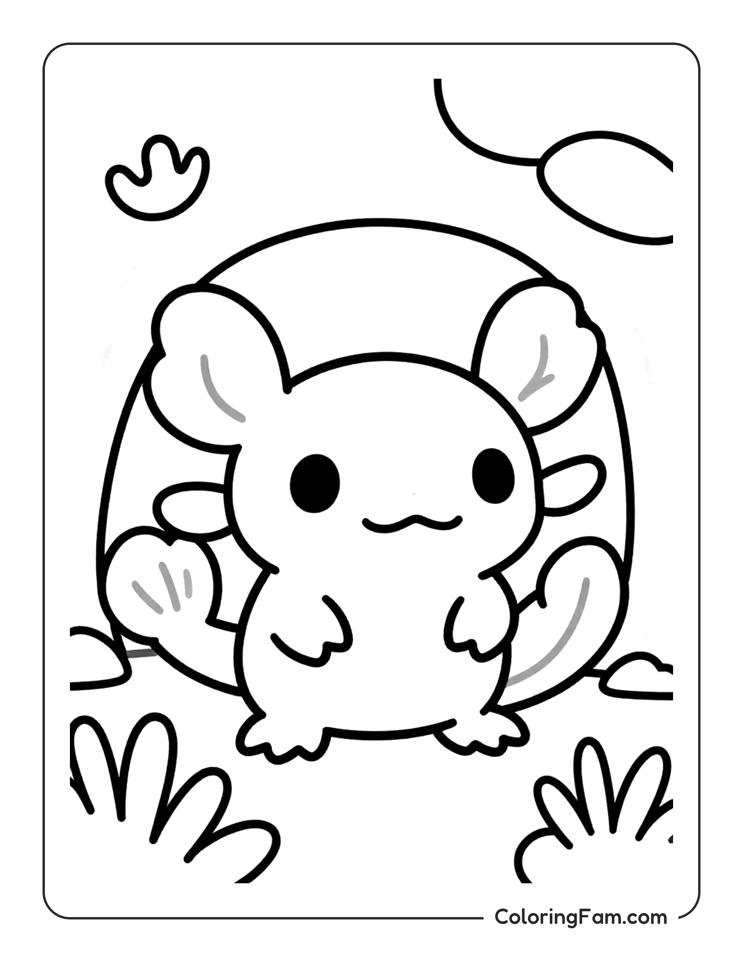 Axolotl Standing In Grass coloring page
