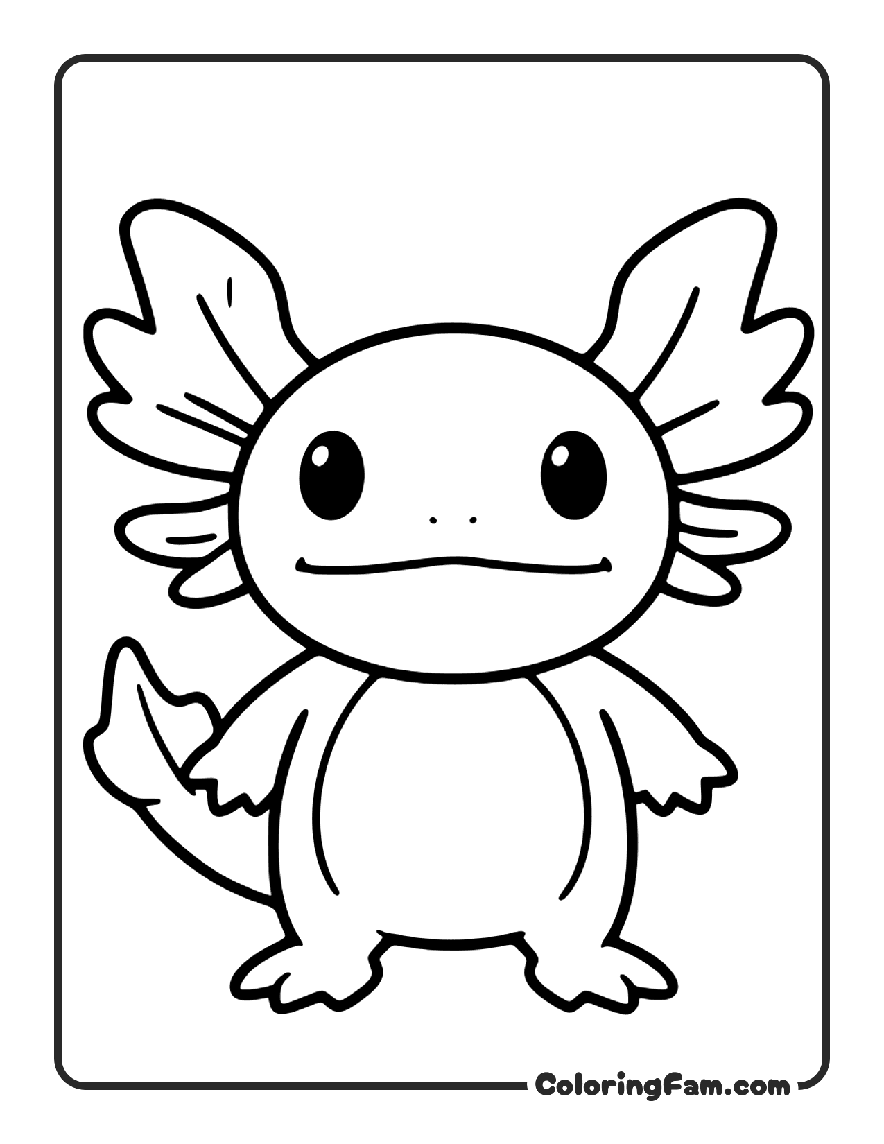 Axolotl Standing Smiling coloring page