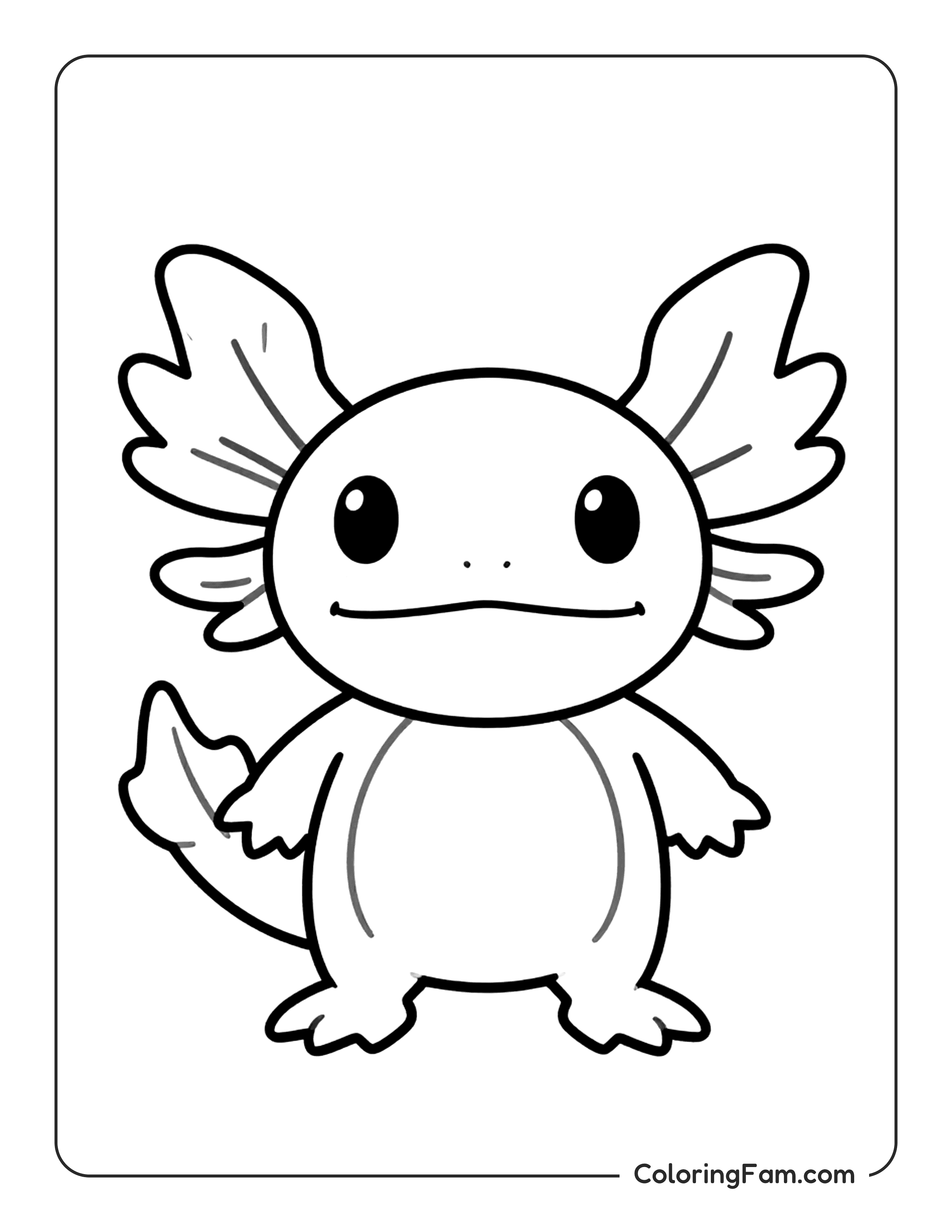 Axolotl Standing Smiling coloring page