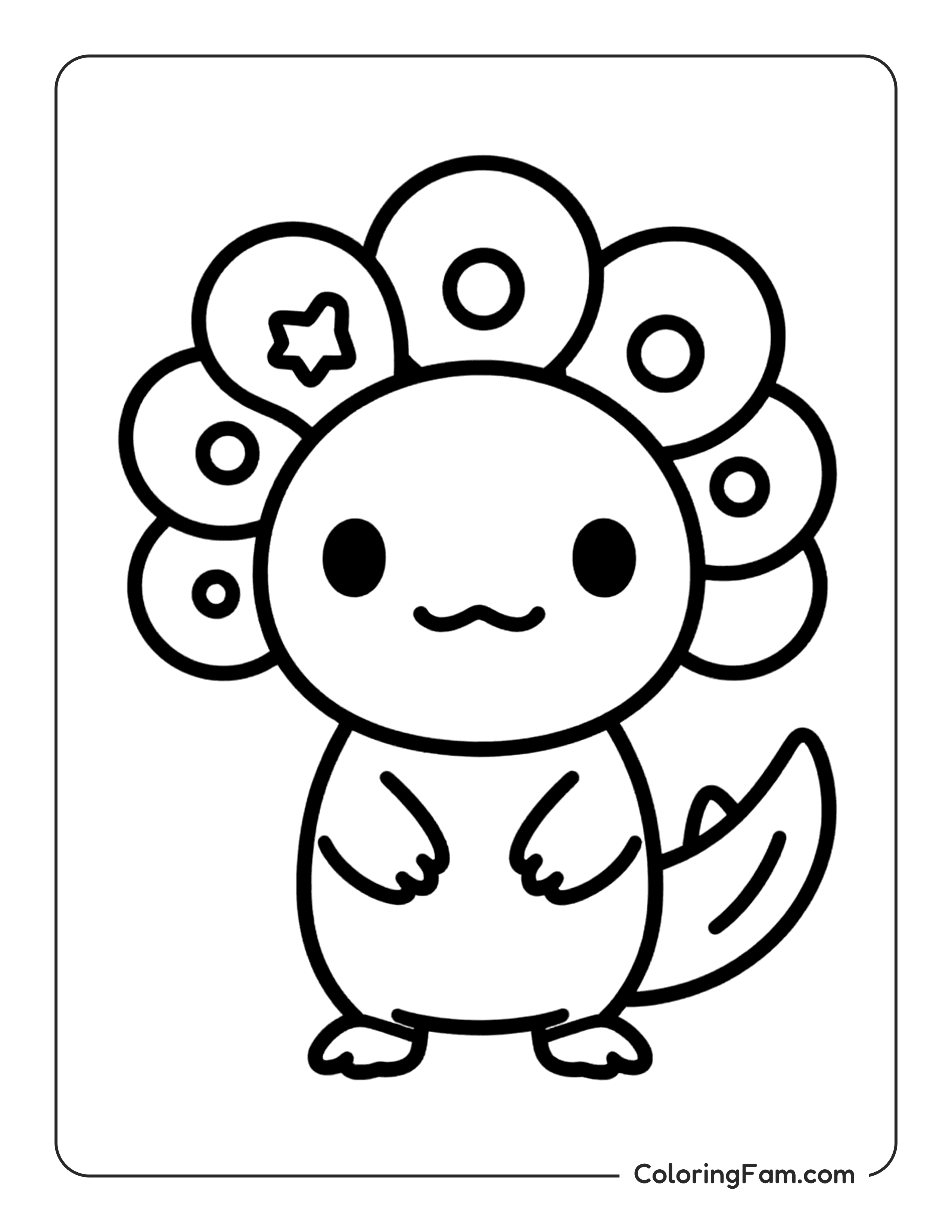 Axolotl Standing Upright coloring page