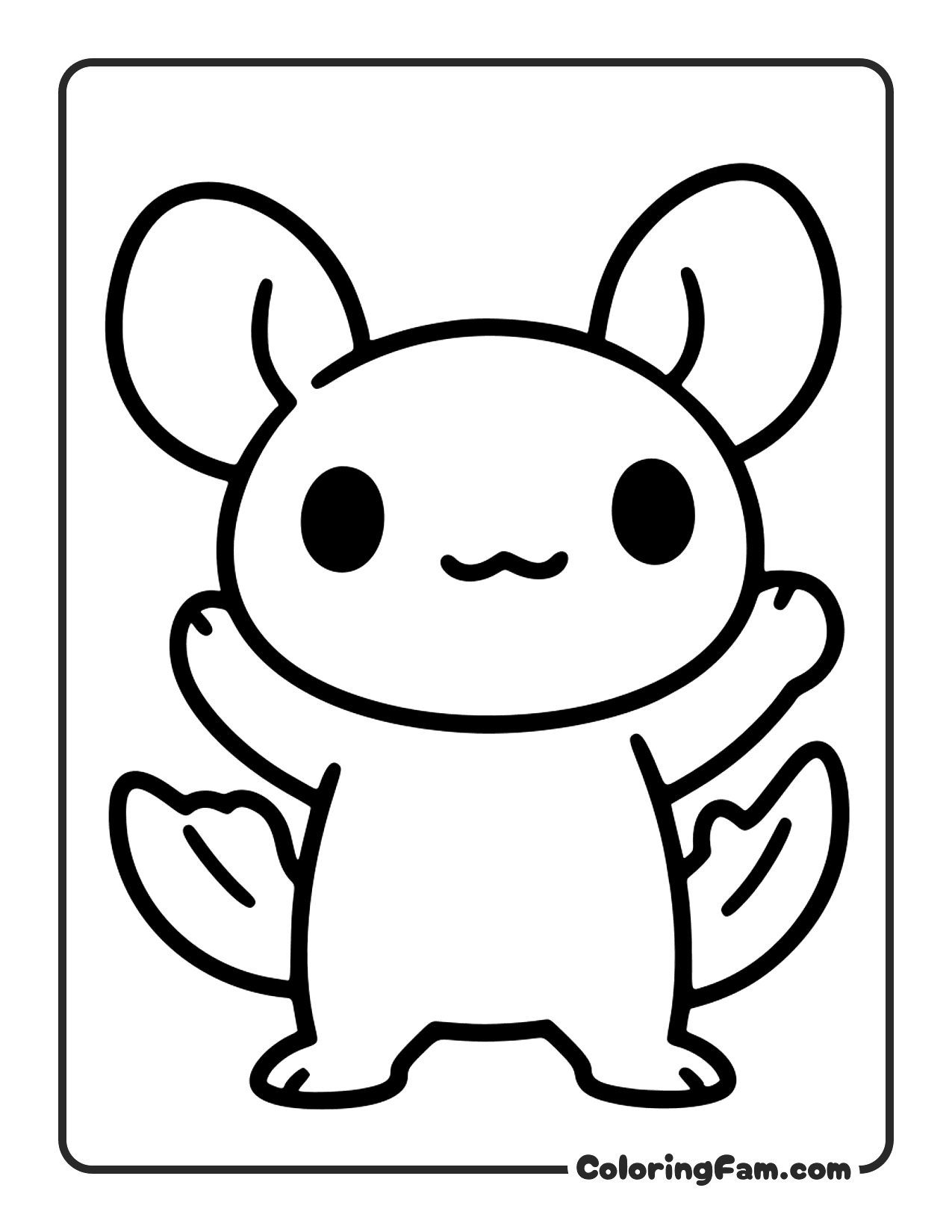 Axolotl Standing With Arms Up coloring page