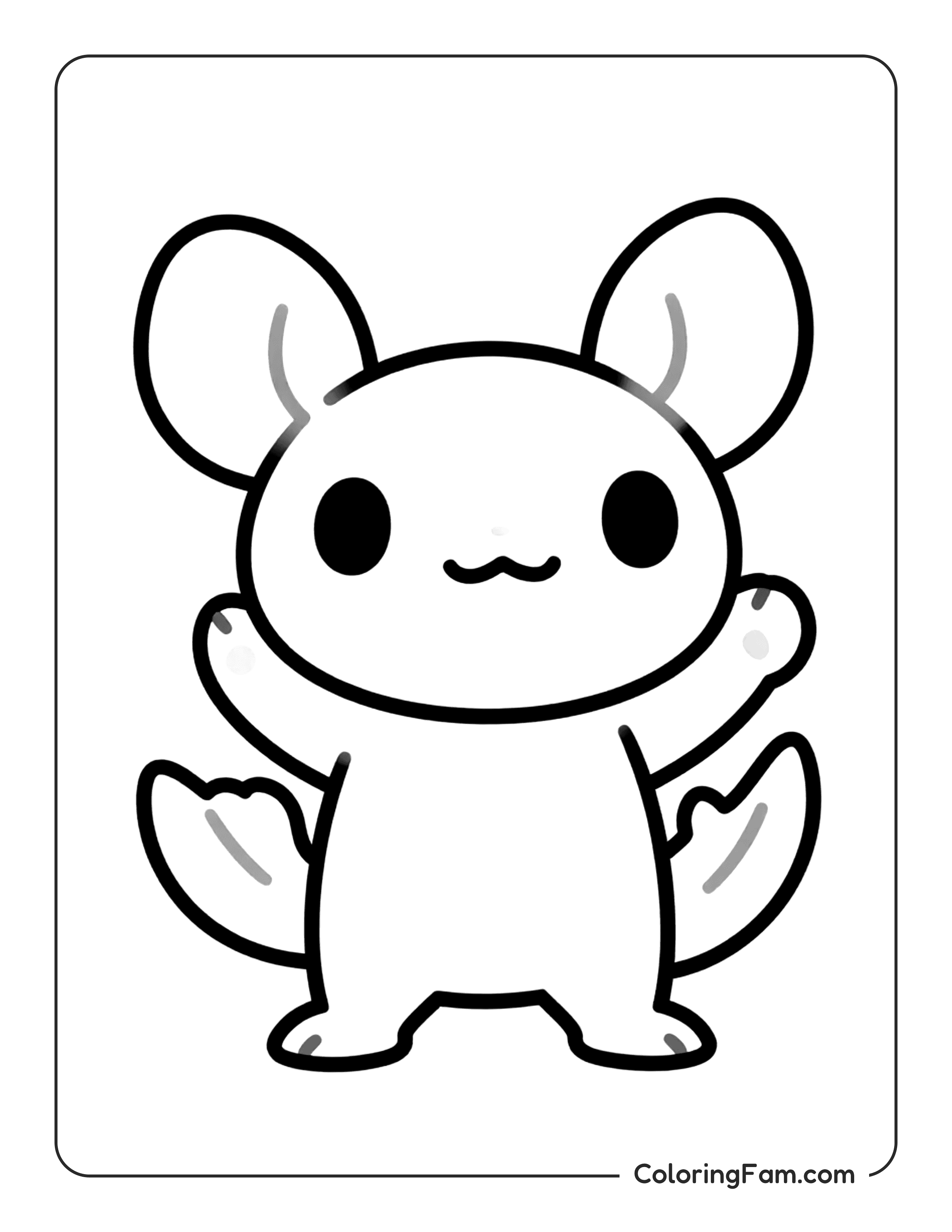 Axolotl Standing With Arms Up coloring page