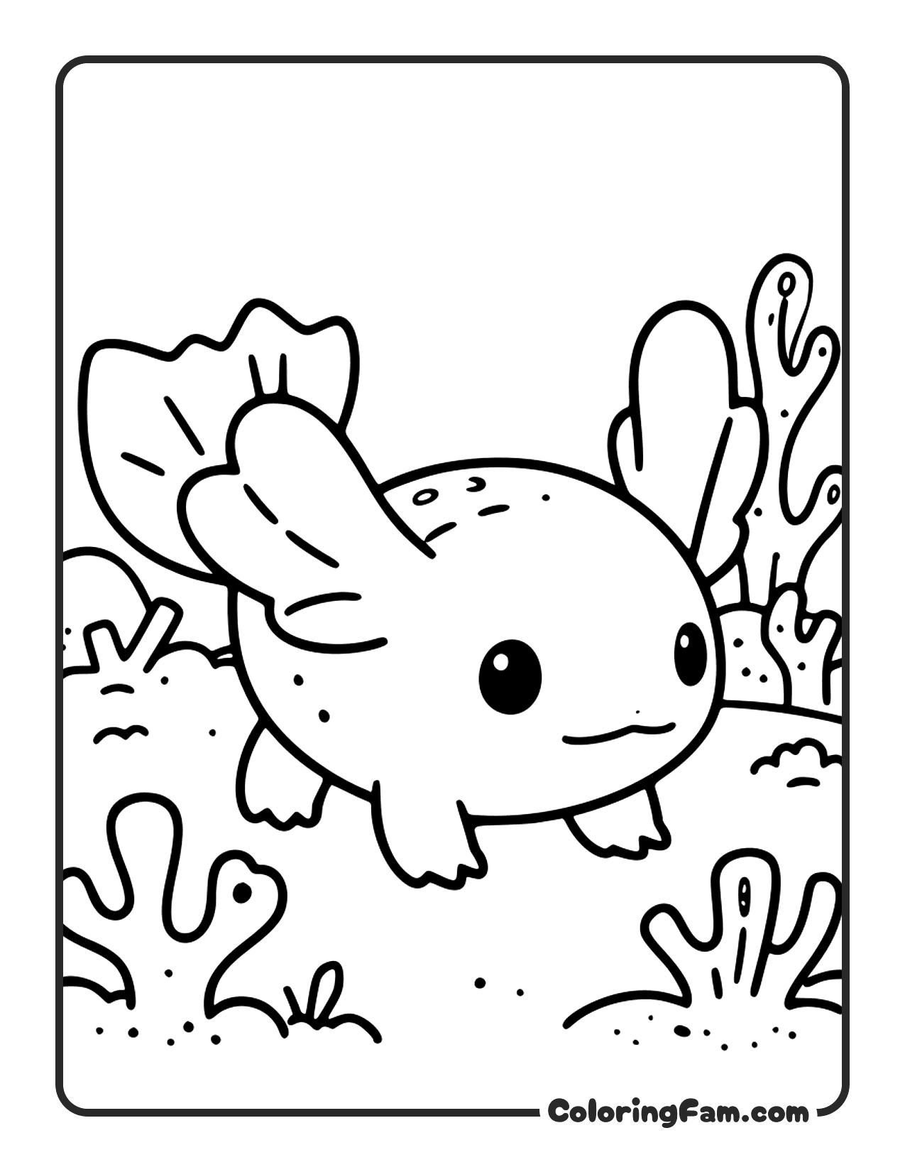 Axolotl Swimming Underwater coloring page