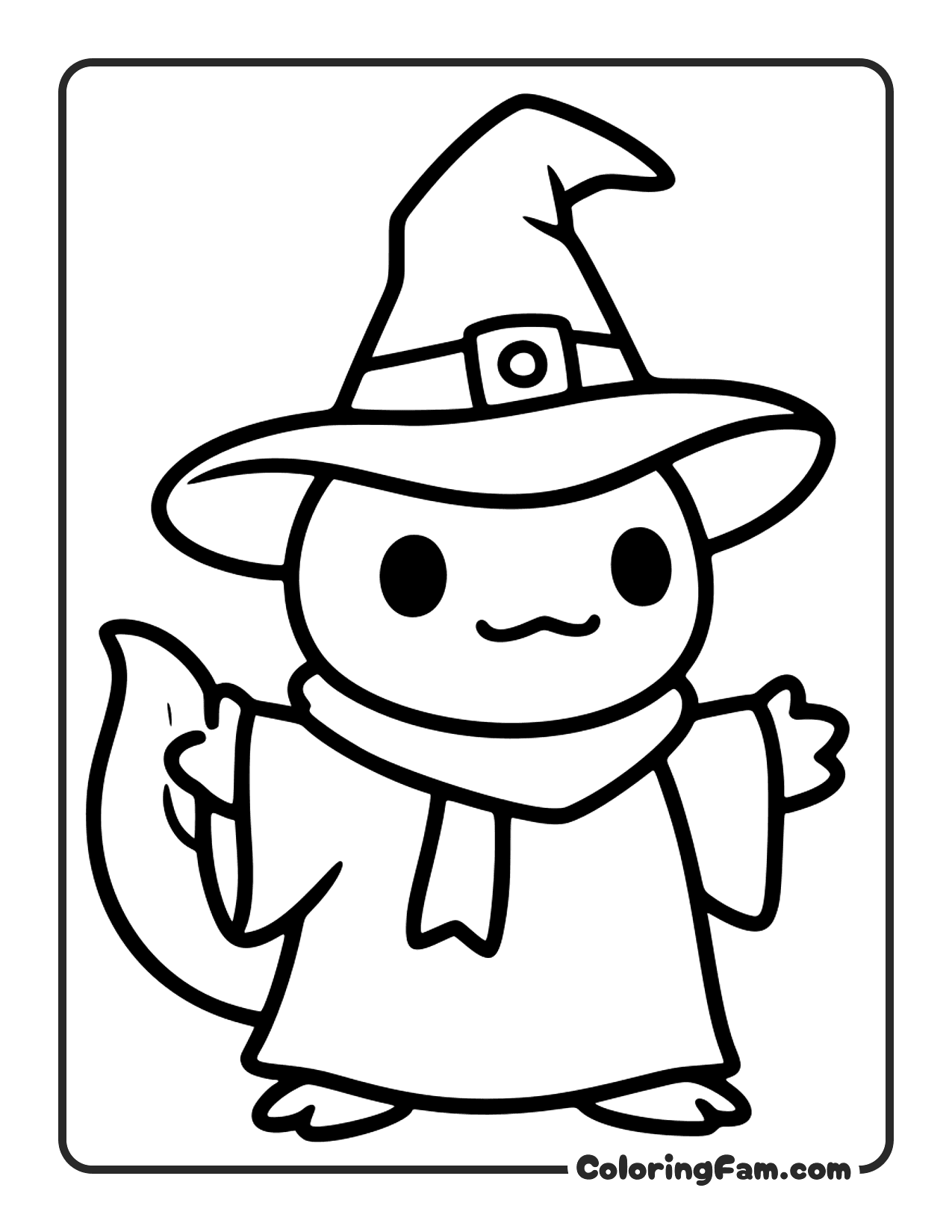 Axolotl Wearing Wizard Hat coloring page