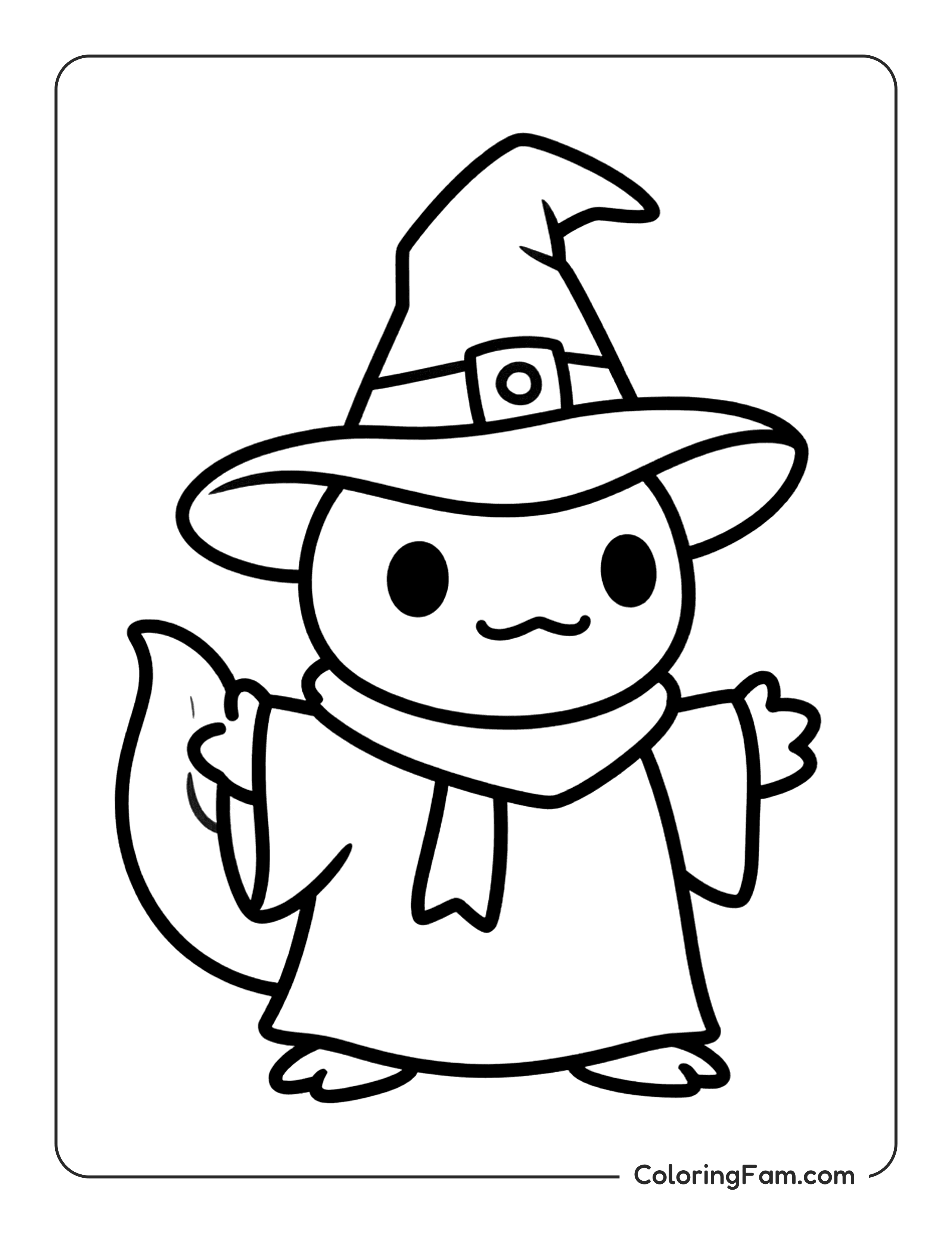 Axolotl Wearing Wizard Hat coloring page