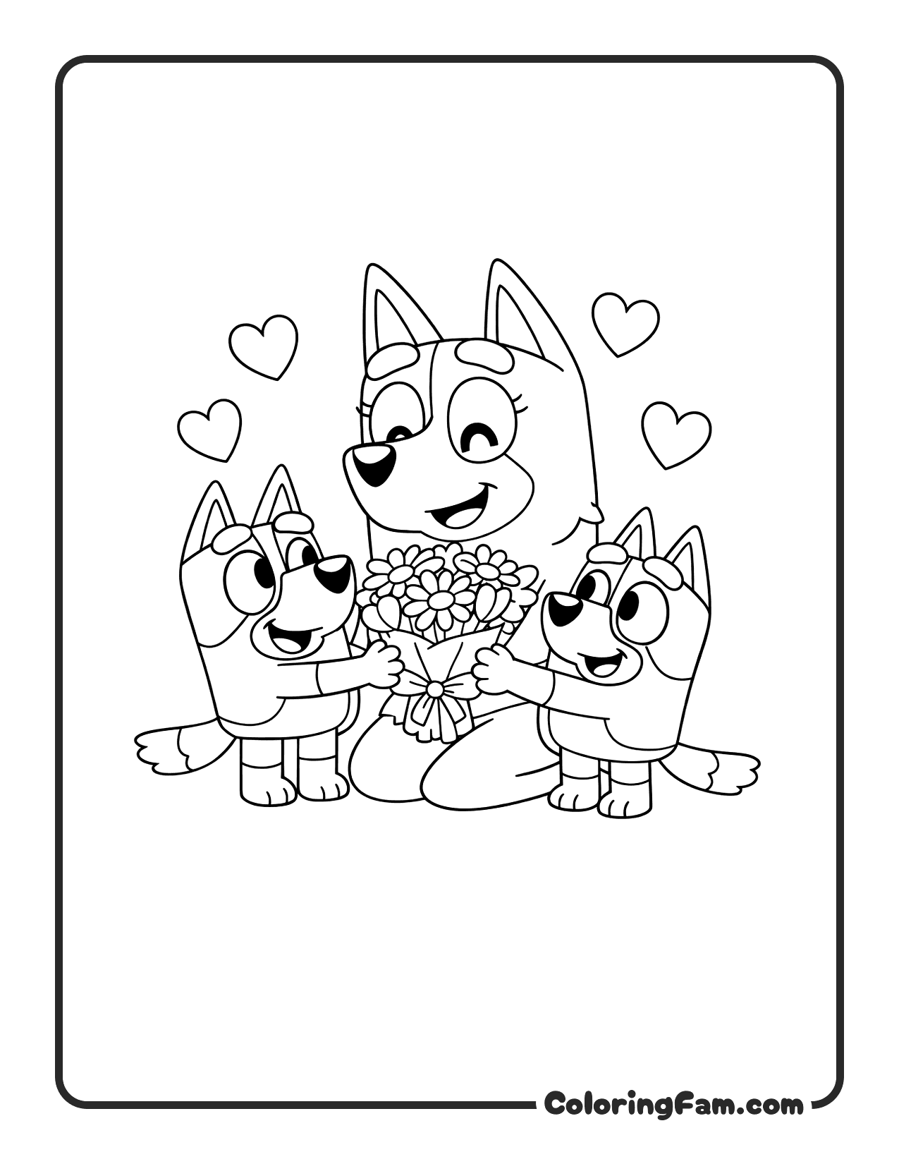 Bluey Bingo And Chilli Mother's Day coloring page