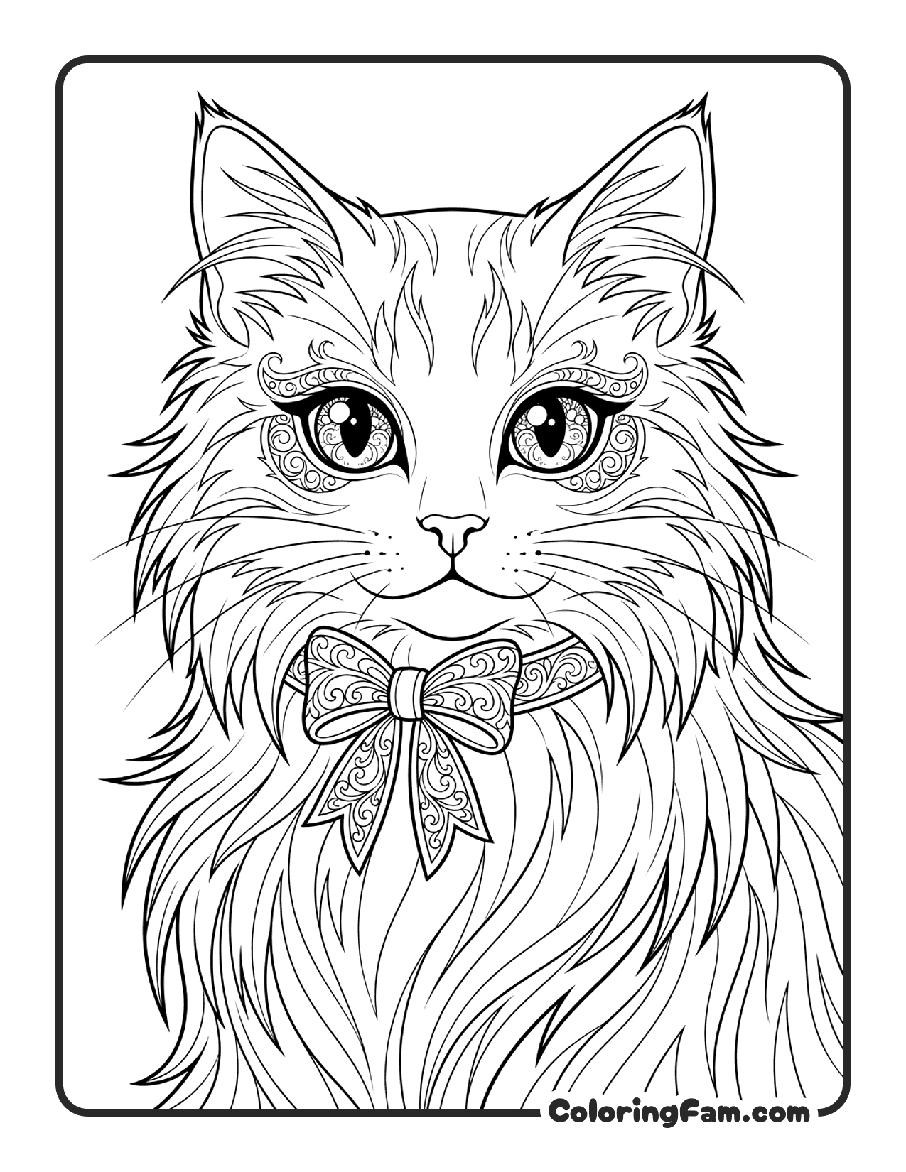 Elegant Cat With Big Sparkling Eyes coloring page