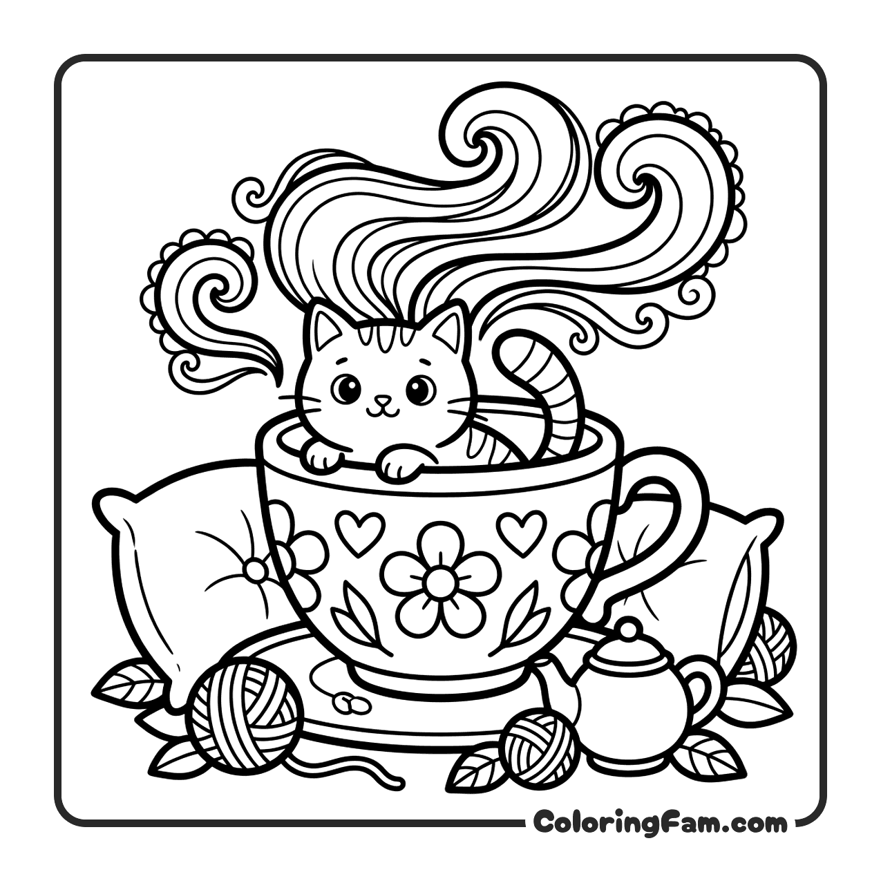 Charming Cat With Bold Outlines coloring page