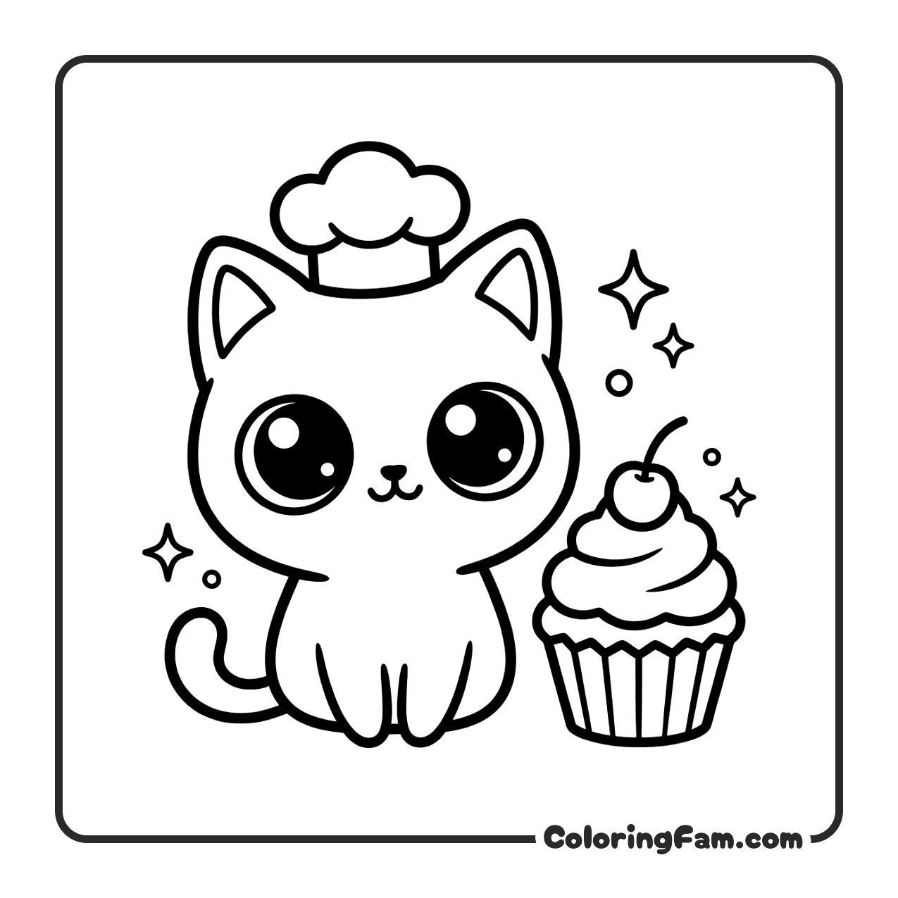 Cute Cat In Bakery coloring page