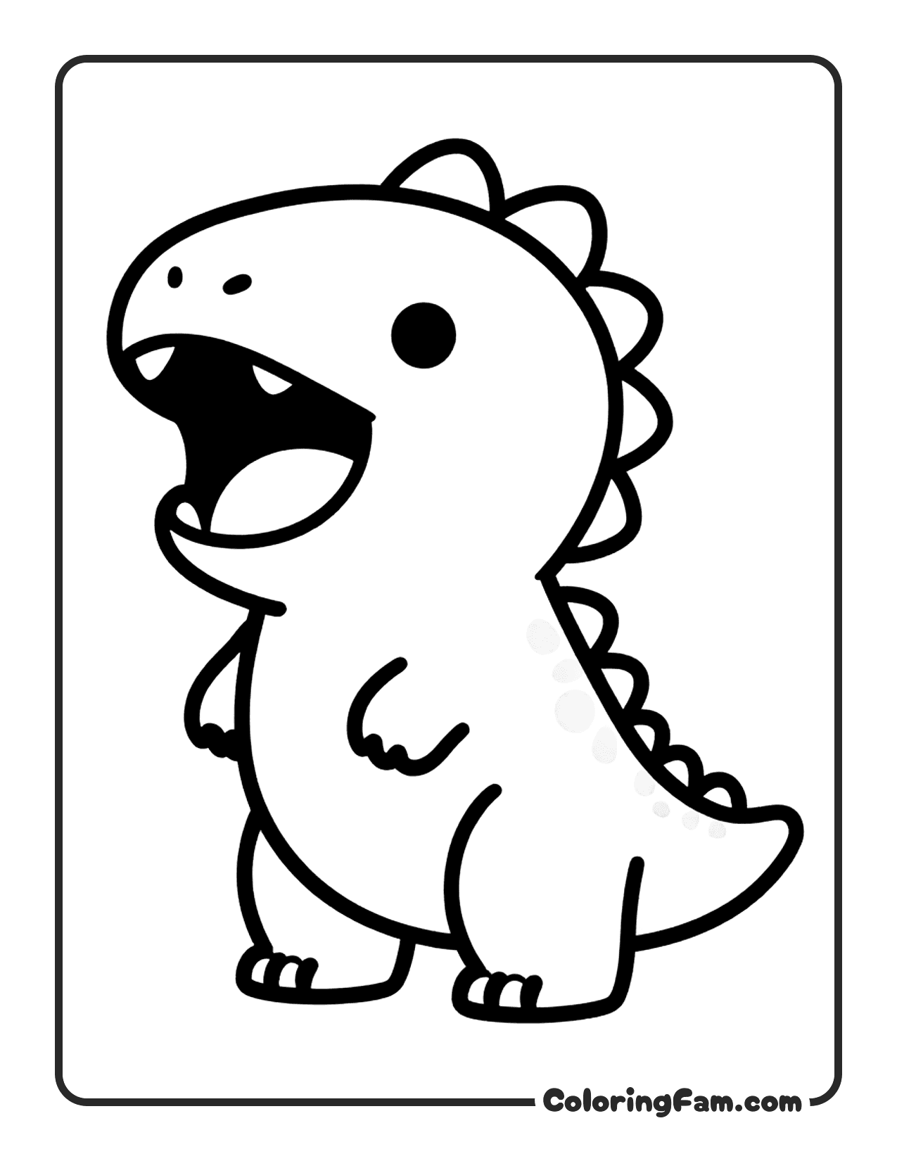 Cute Baby T Rex Standing And Roaring With Tiny Arms coloring page