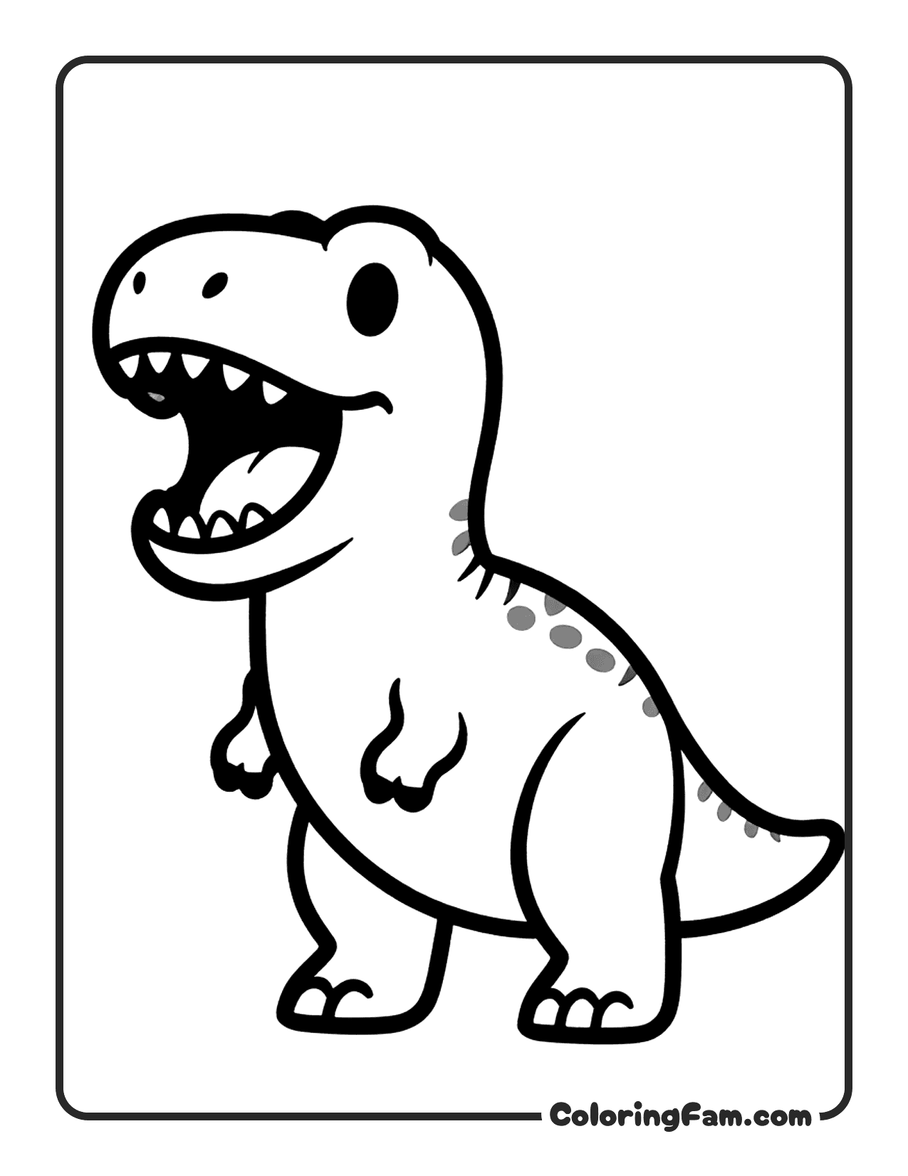 Friendly T Rex Standing And Roaring coloring page