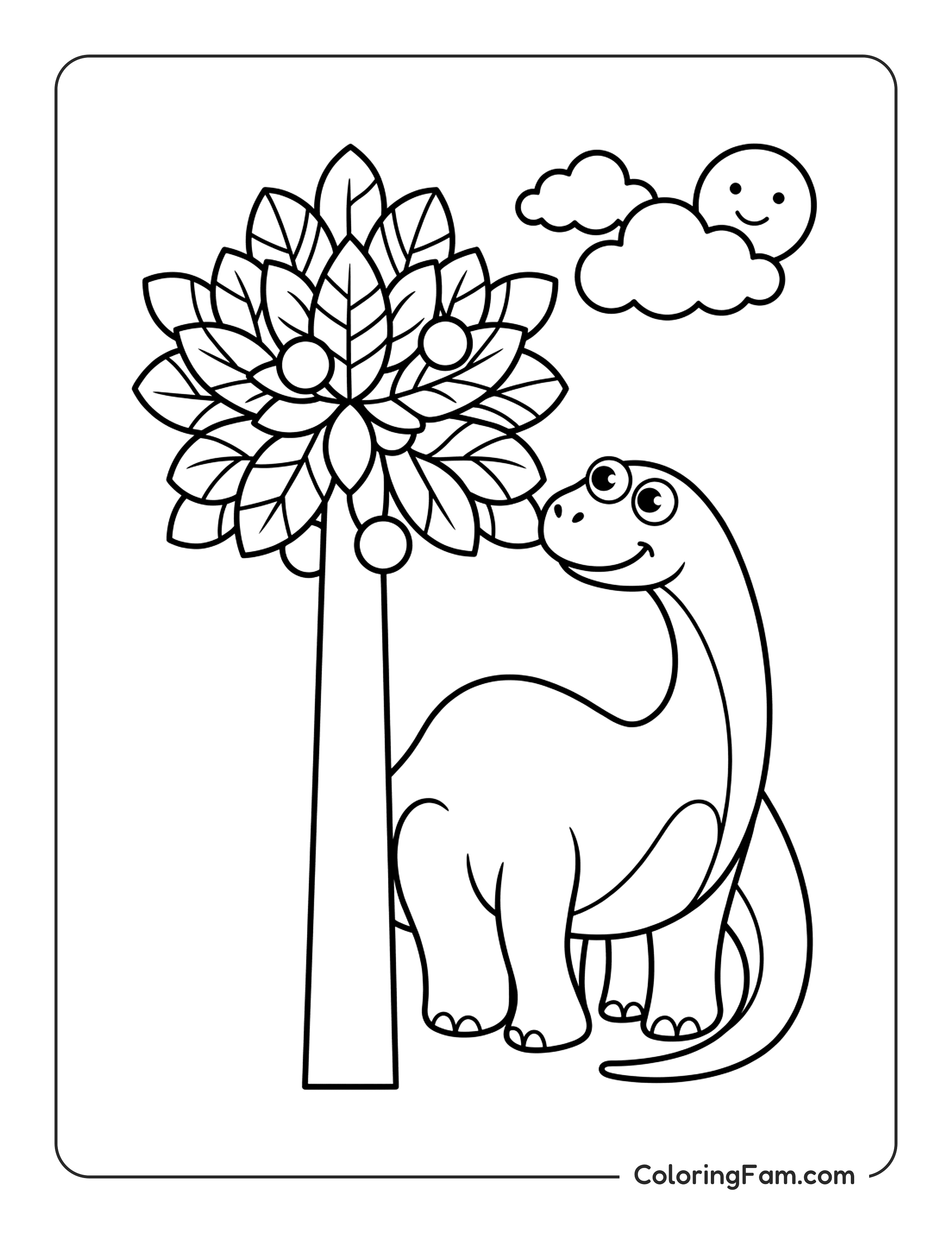 Brontosaurus Reaching For Leaves coloring page