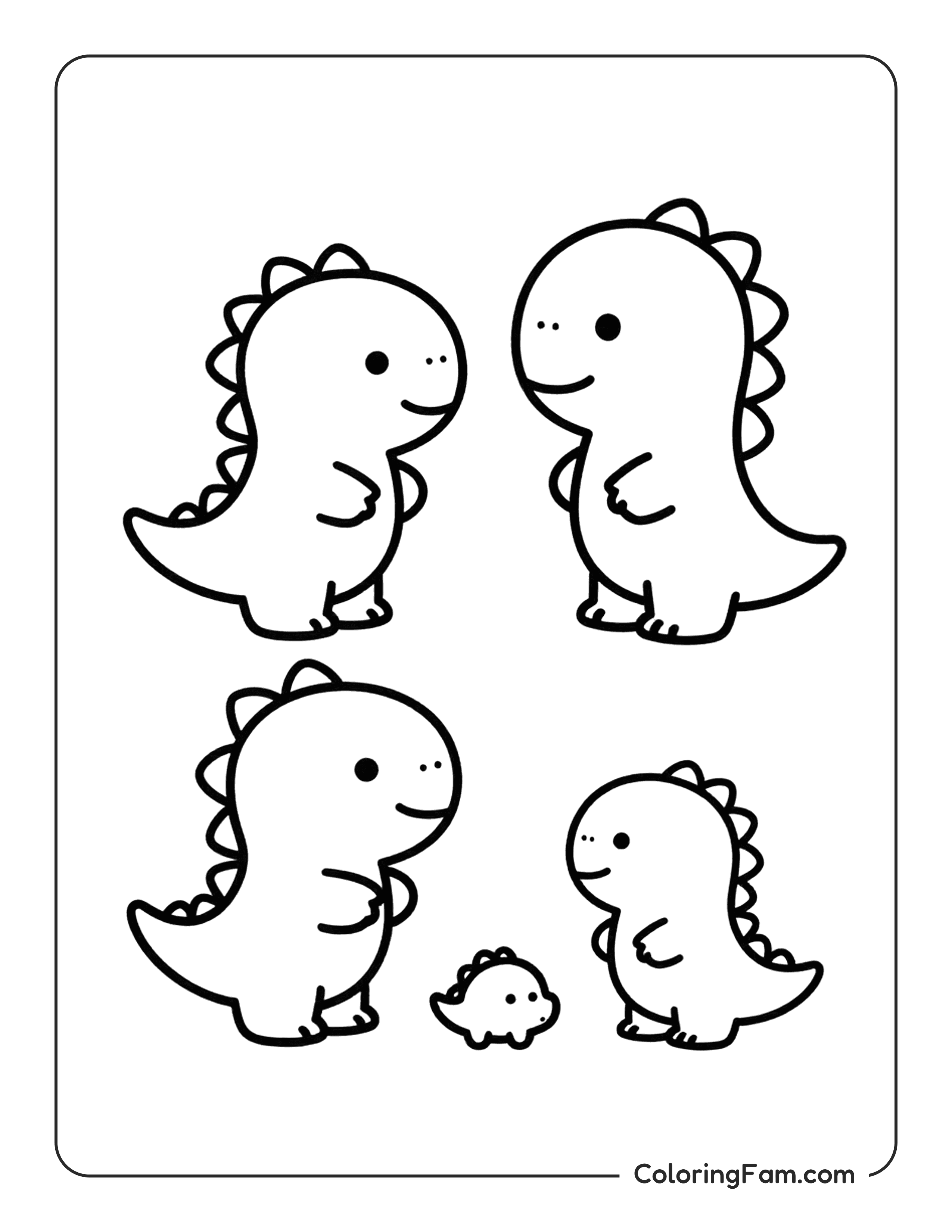 Dinosaur Family Portrait Coloring Page Coloringfam