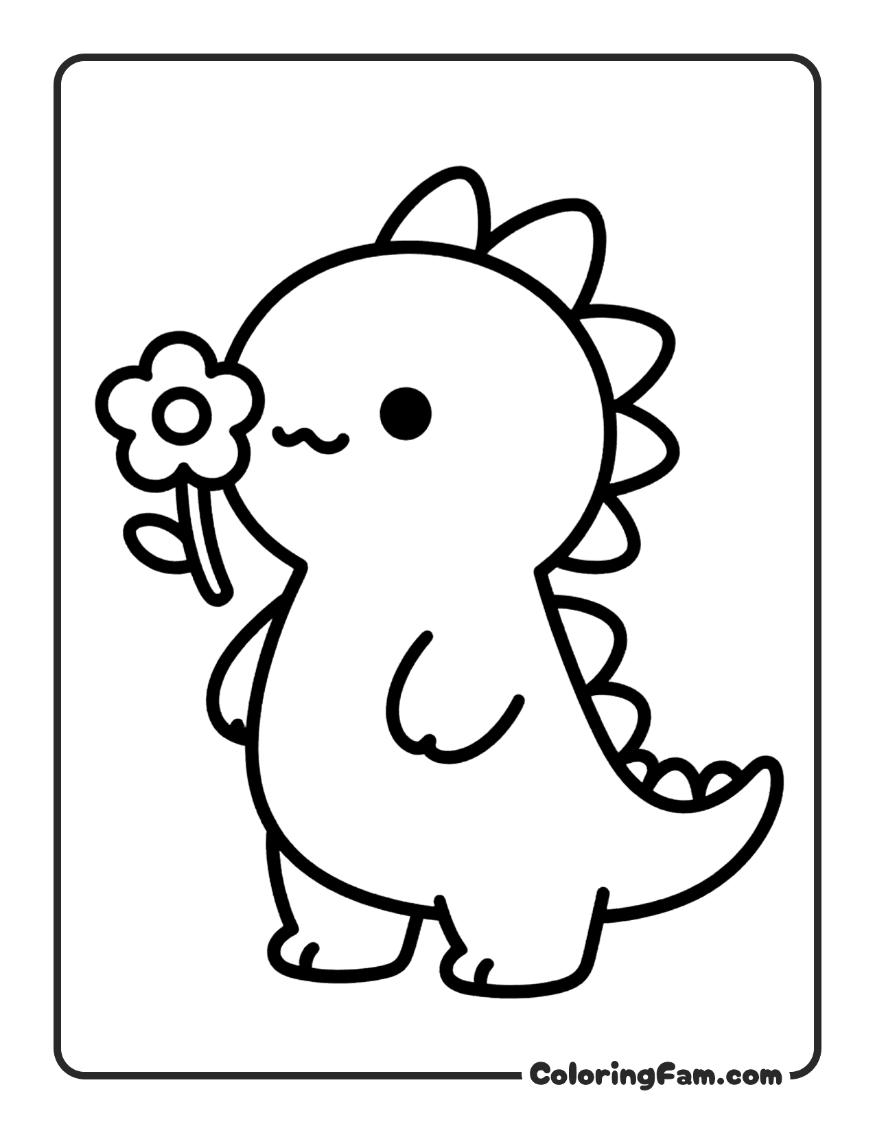 Dinosaur Holding Flower coloring page