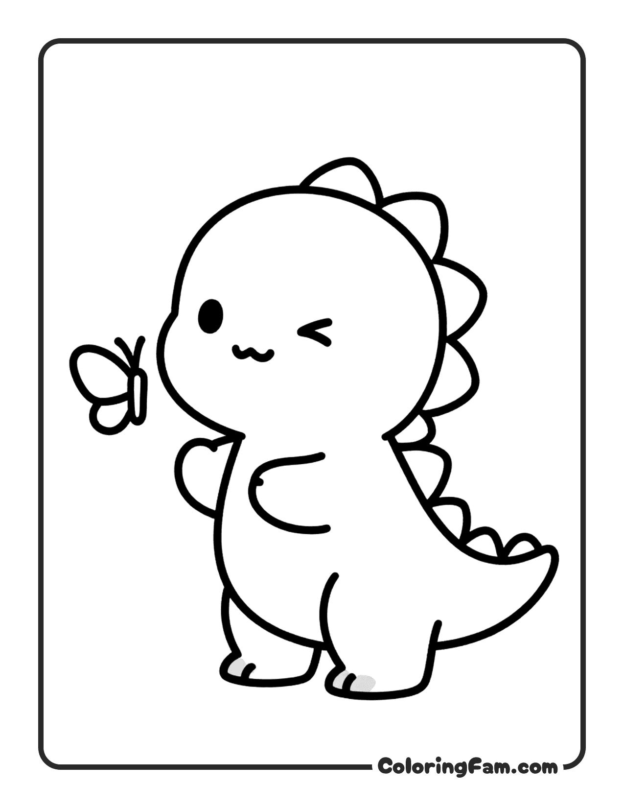 Dinosaur Looking At Butterfly coloring page